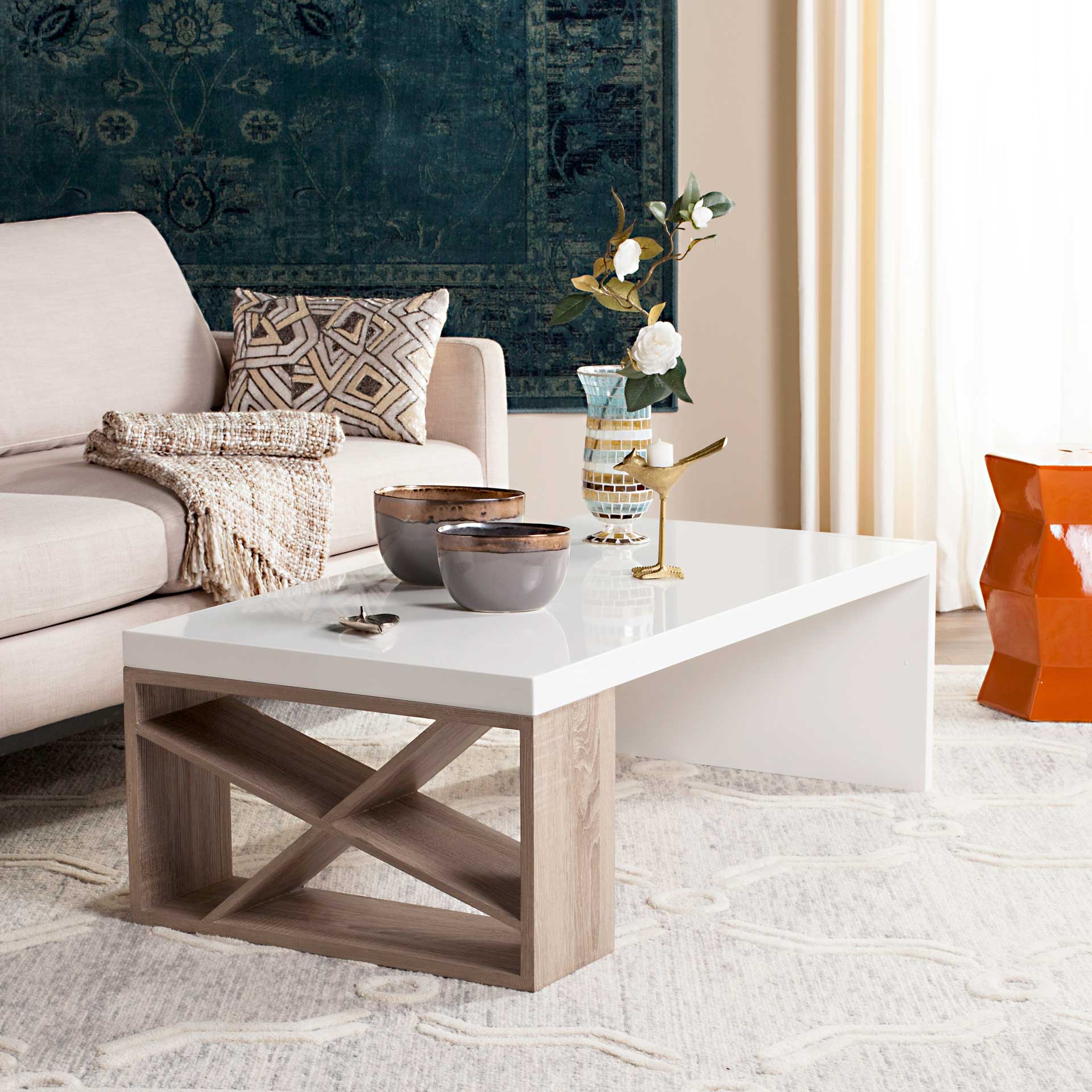 Canning Lacquer Coffee Table White/Light Oak - Image 8