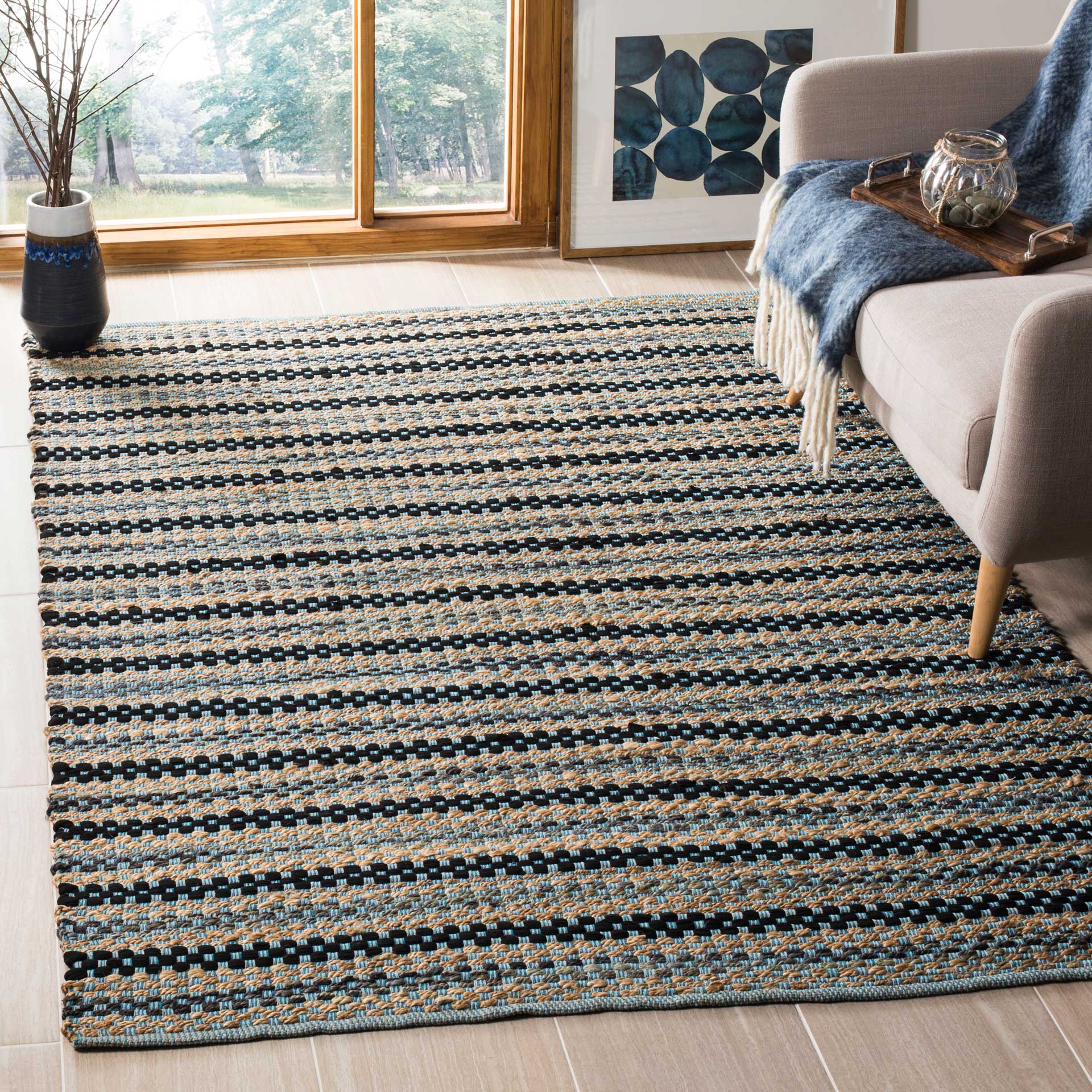 Cape Cod Blue/Black Area Rug - Image 5