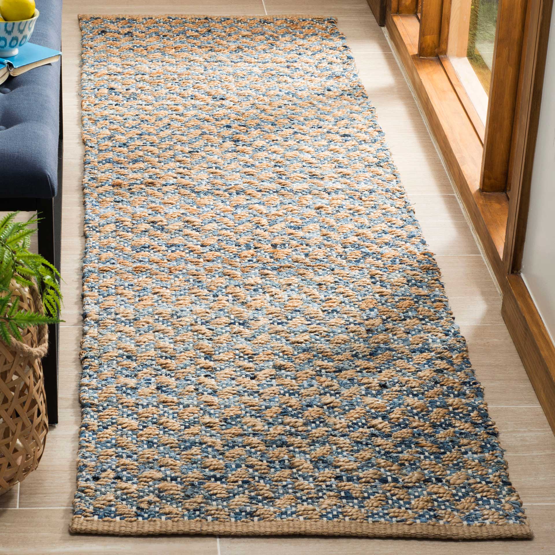 Cape Cod Blue/Natural Runner Rug - Image 2