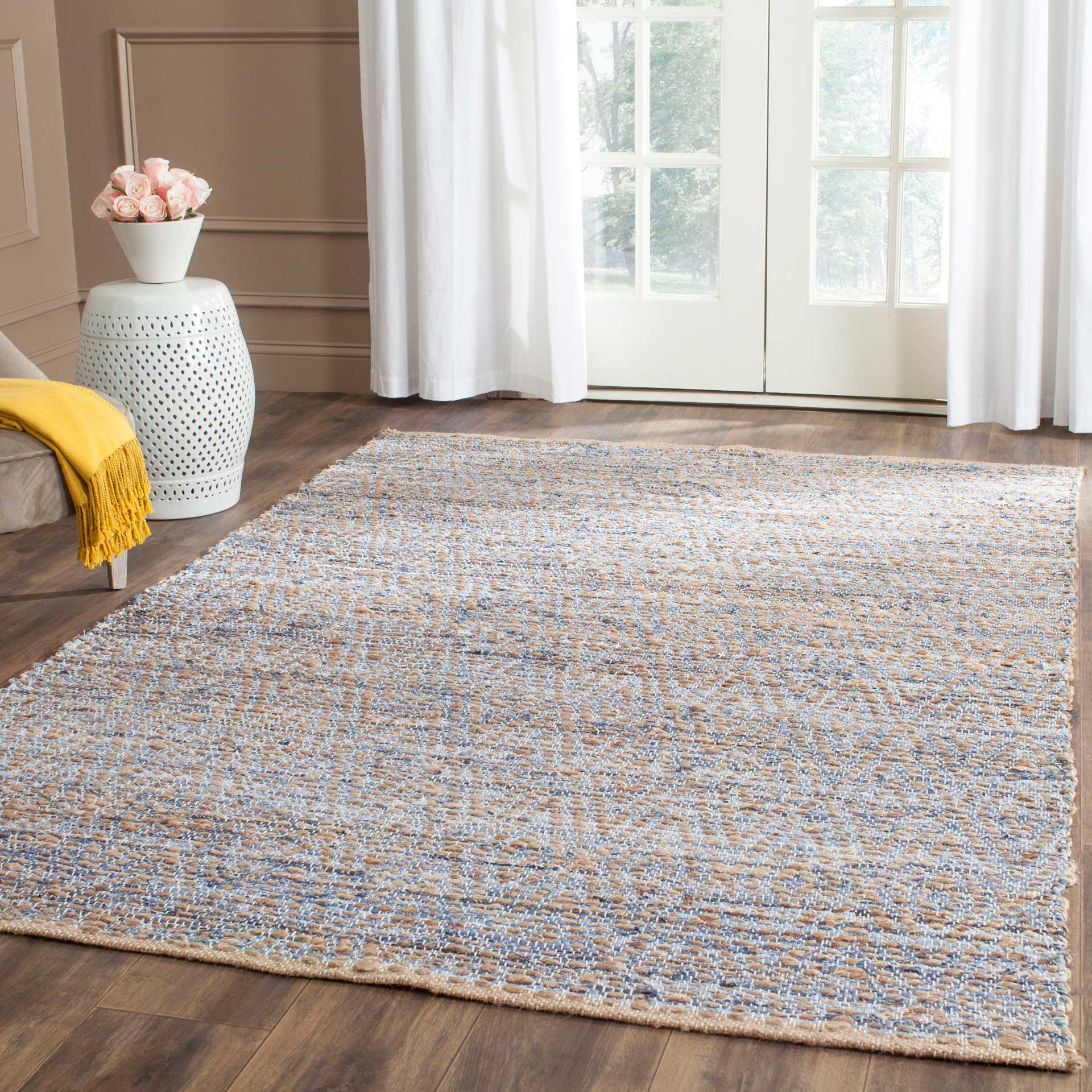 Cape Cod Diamond Natural/Blue Area Rug - Image 6