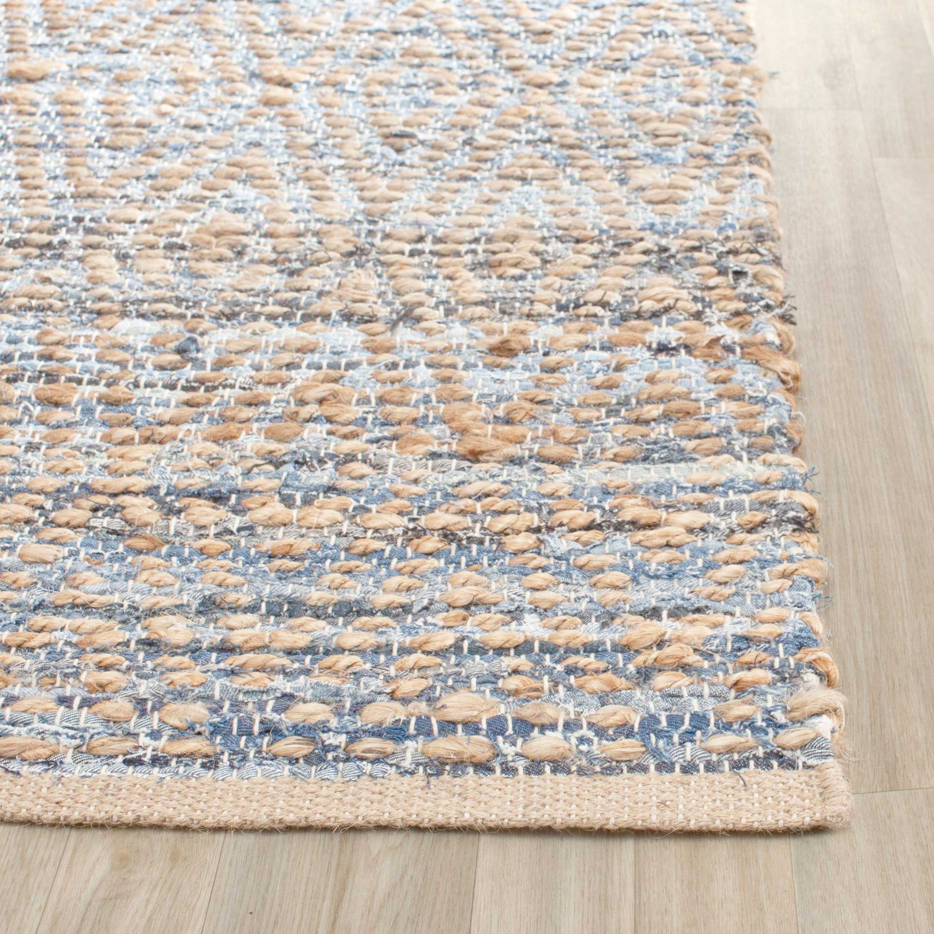 Cape Cod Diamond Natural/Blue Runner Rug - Image 2