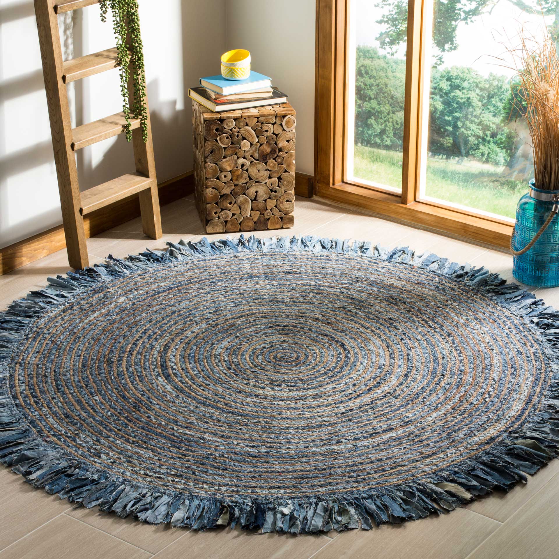 Cape Cod Ivory/Denim Round Rug - Image 5