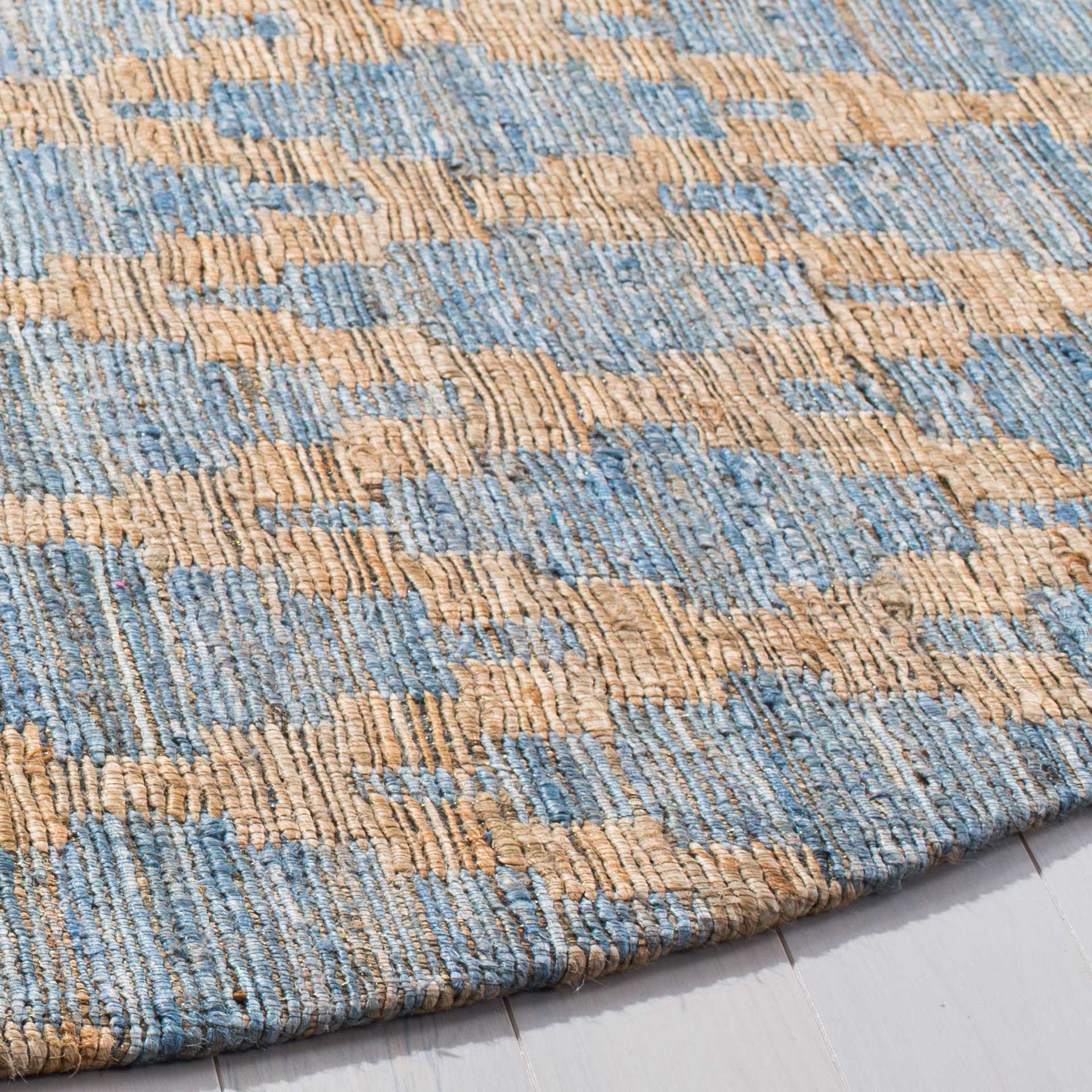 Cape Cod Light Blue/Gold Round Rug - Image 2