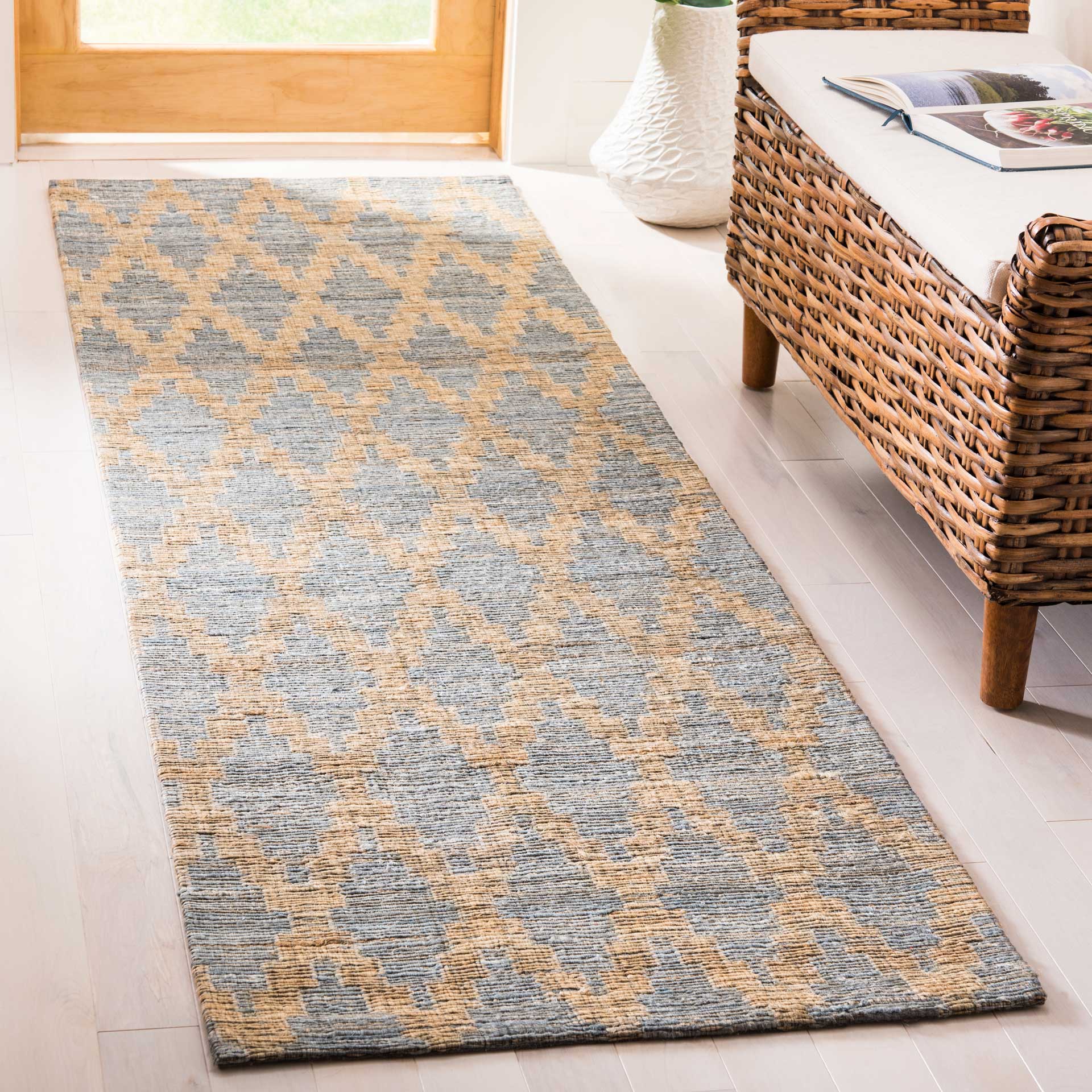 Cape Cod Light Blue/Gold Runner Rug - Image 2