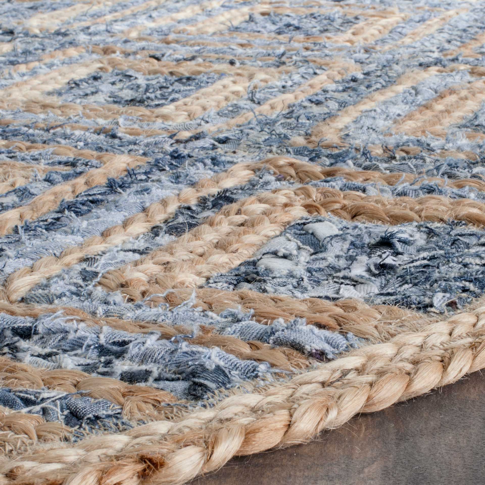 Cape Cod Natural/Blue Round Rug - Image 2
