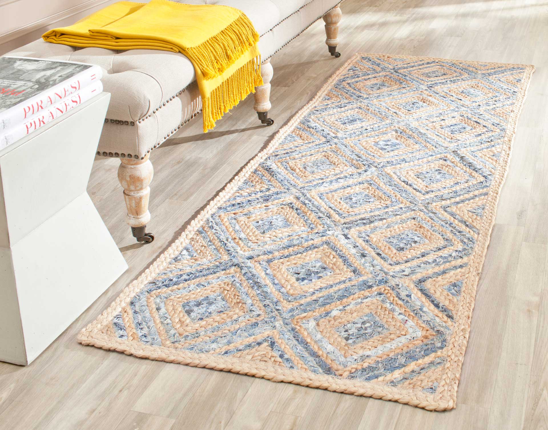 Cape Cod Natural/Blue Runner Rug - Image 3
