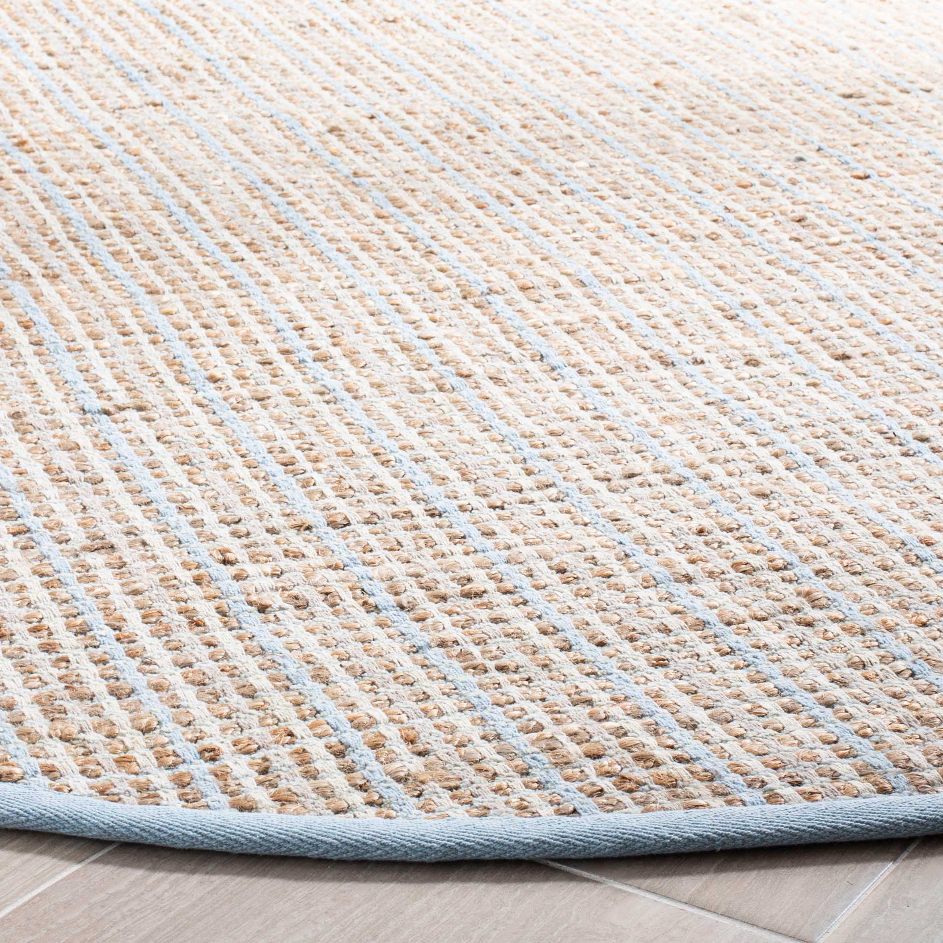 Cape Cod Natural/Light Blue Round Rug - Image 2