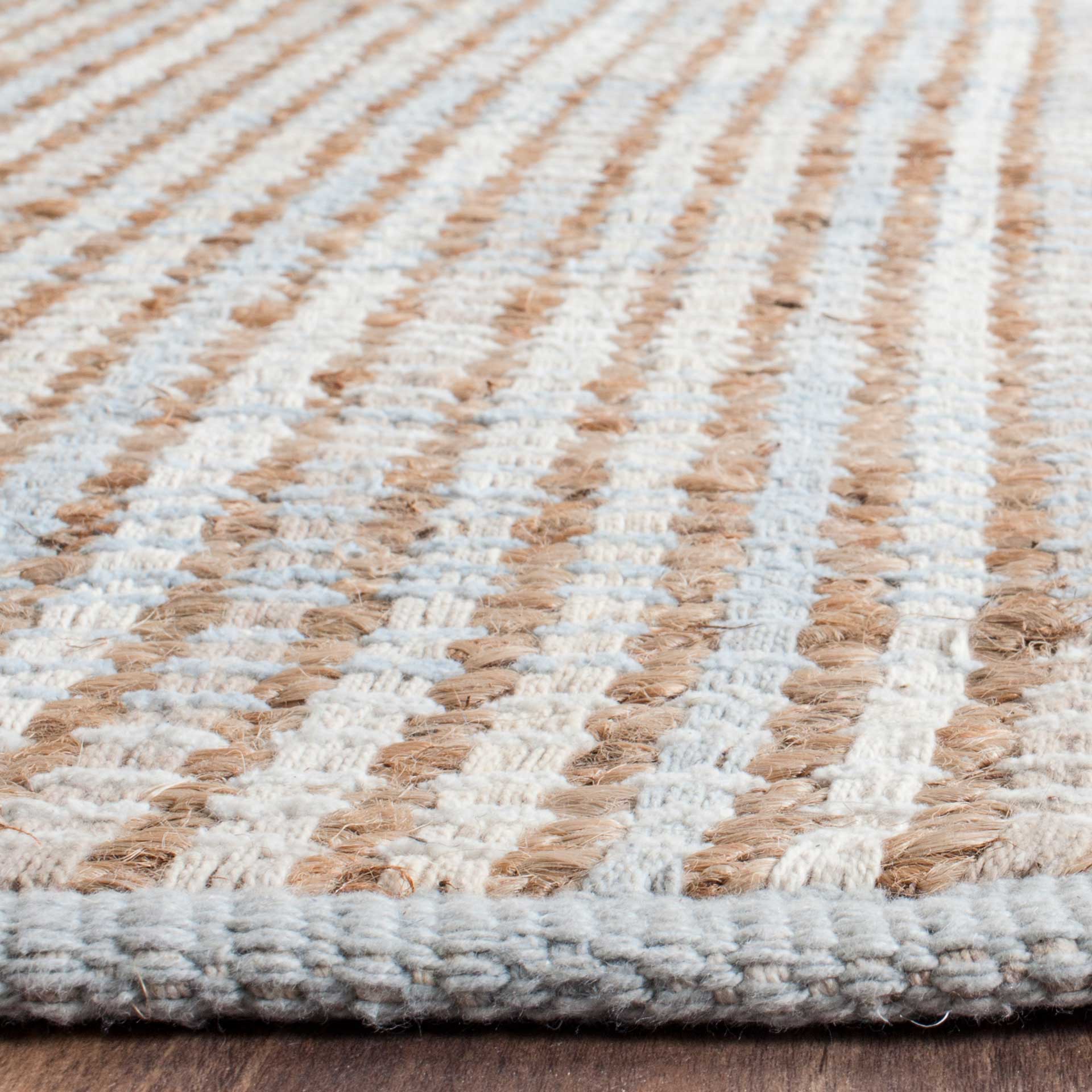 Cape Cod Natural/Light Blue Runner Rug - Image 2