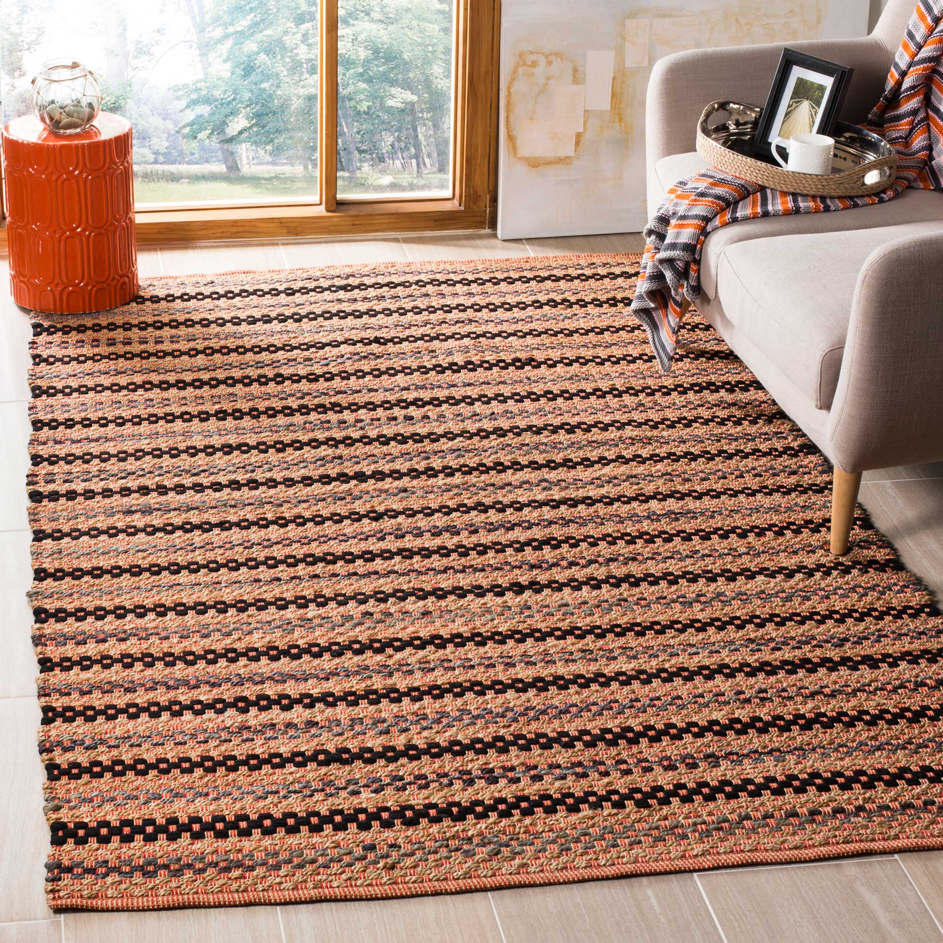 Cape Cod Orange/Black Area Rug - Image 5