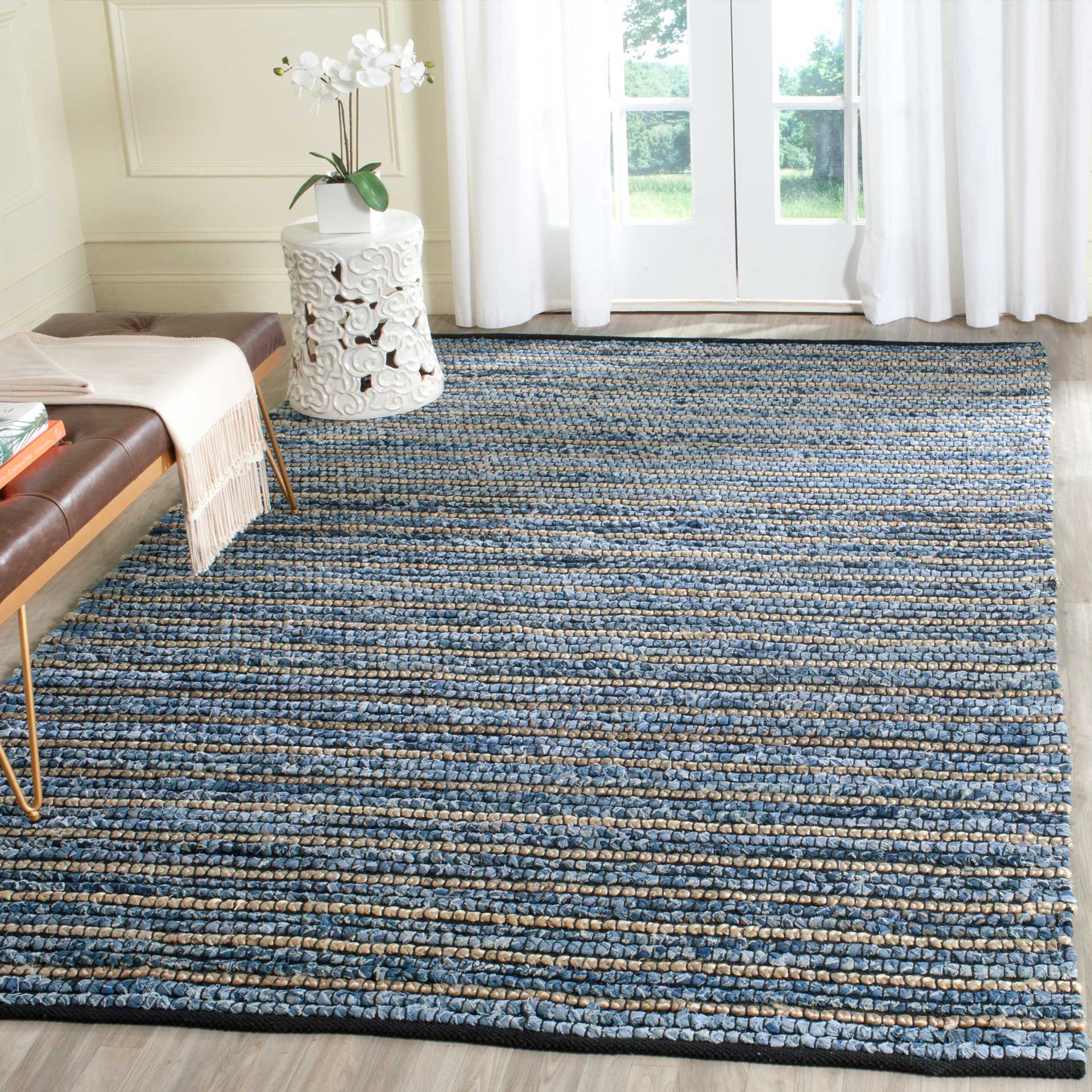 Cape Cod Stripe Blue/Natural Area Rug - Image 8