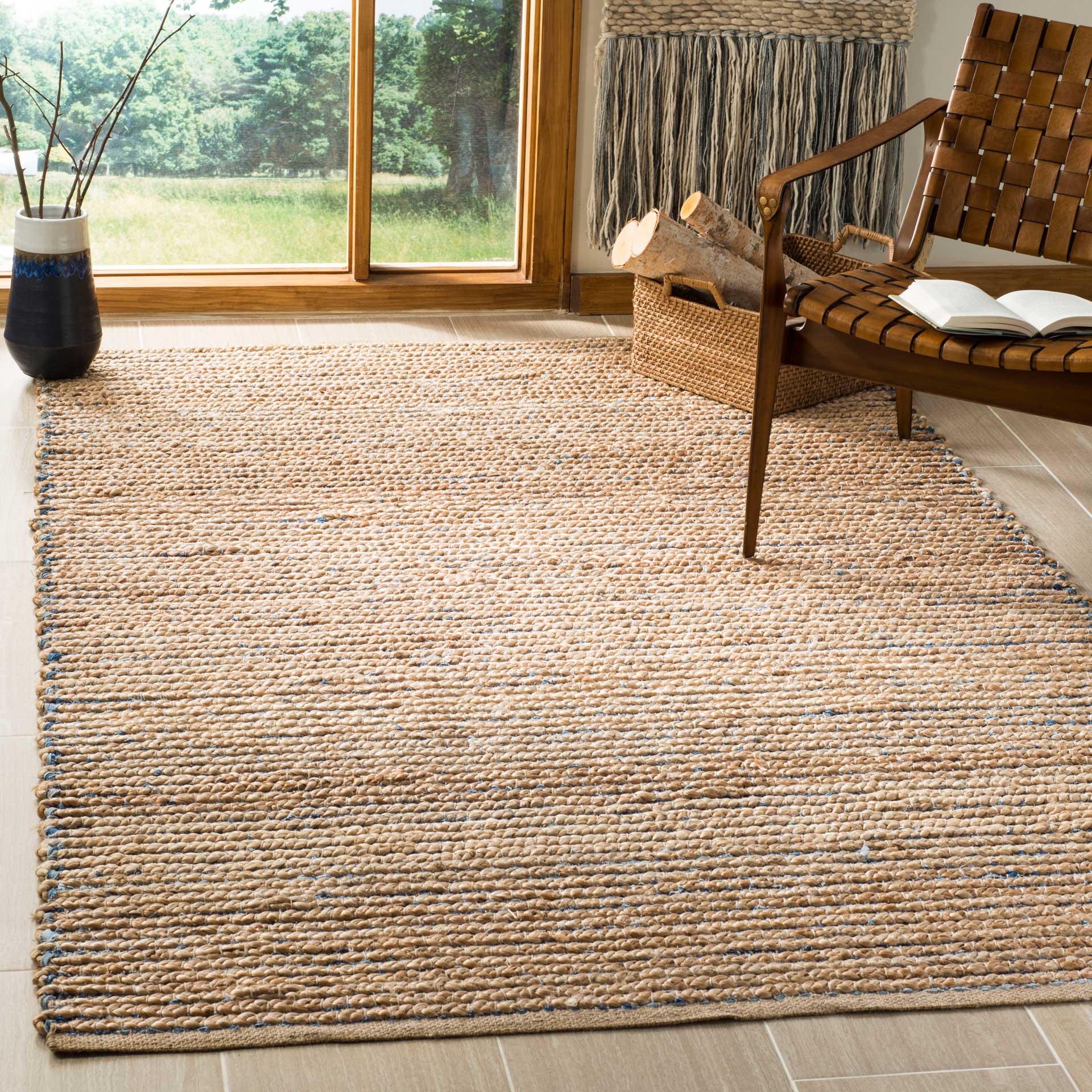 Cape Cod Stripe Natural/Blue Area Rug - Image 4
