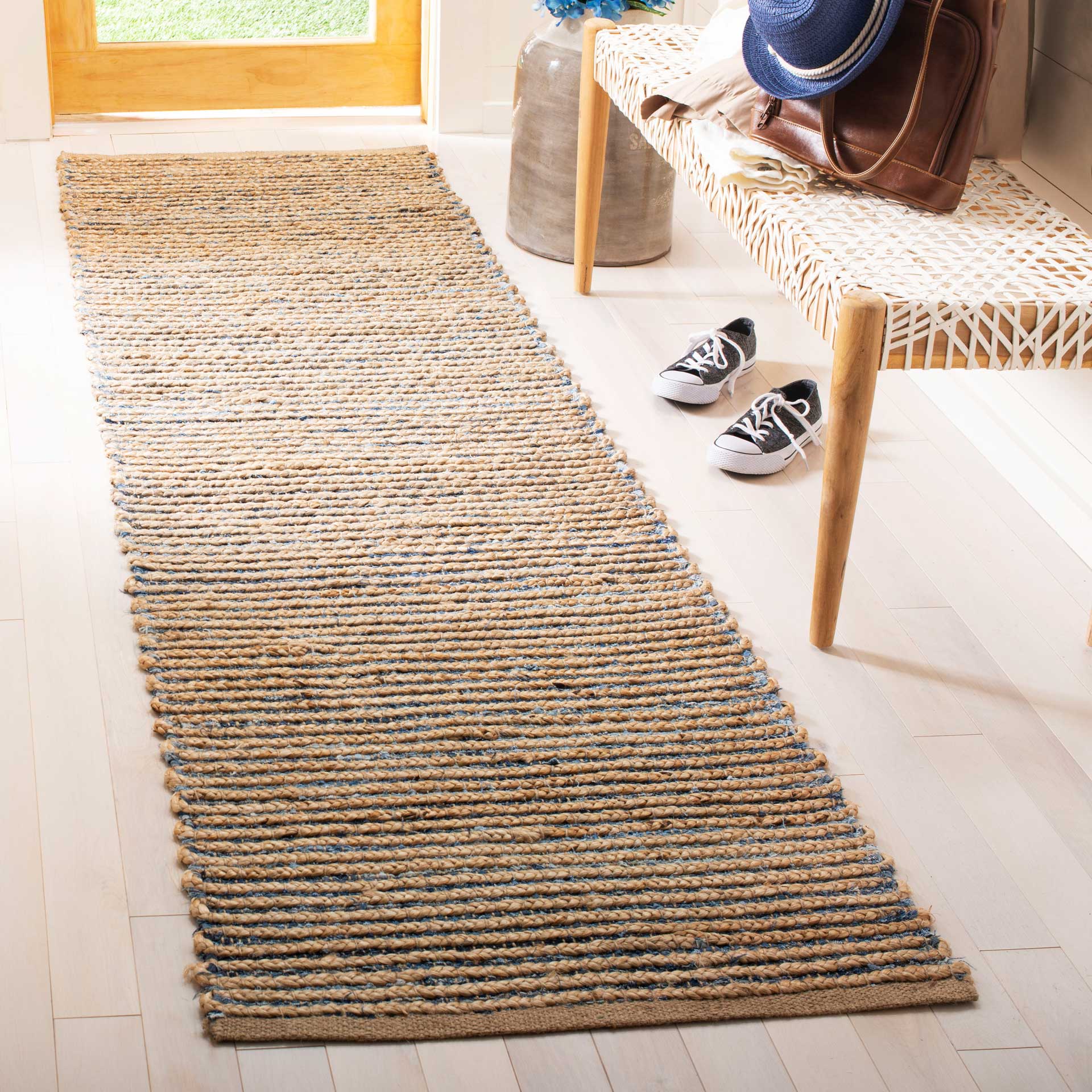 Cape Cod Stripe Natural/Blue Runner Rug - Image 2