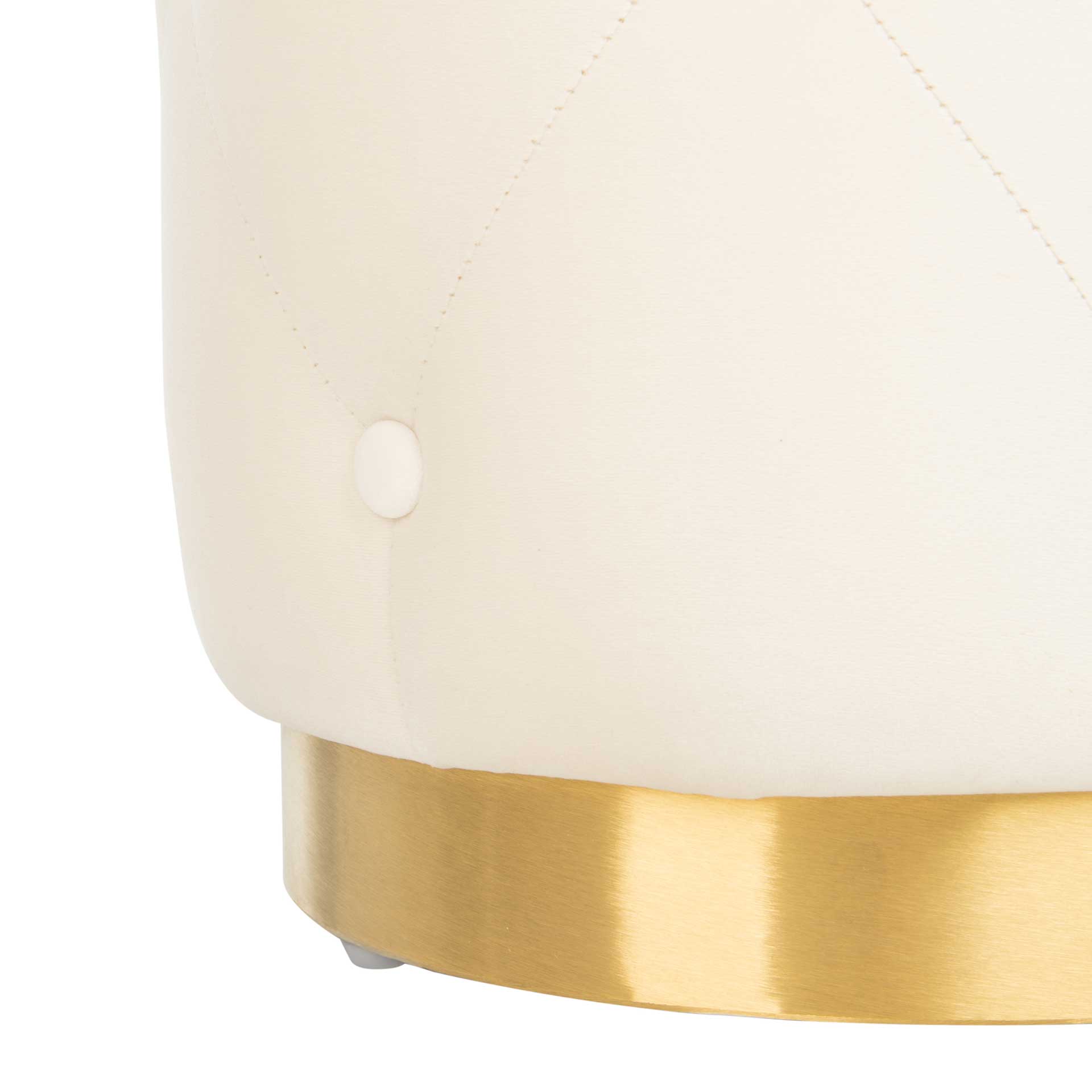 Carine Round Tufted Ottoman Cream - Image 4