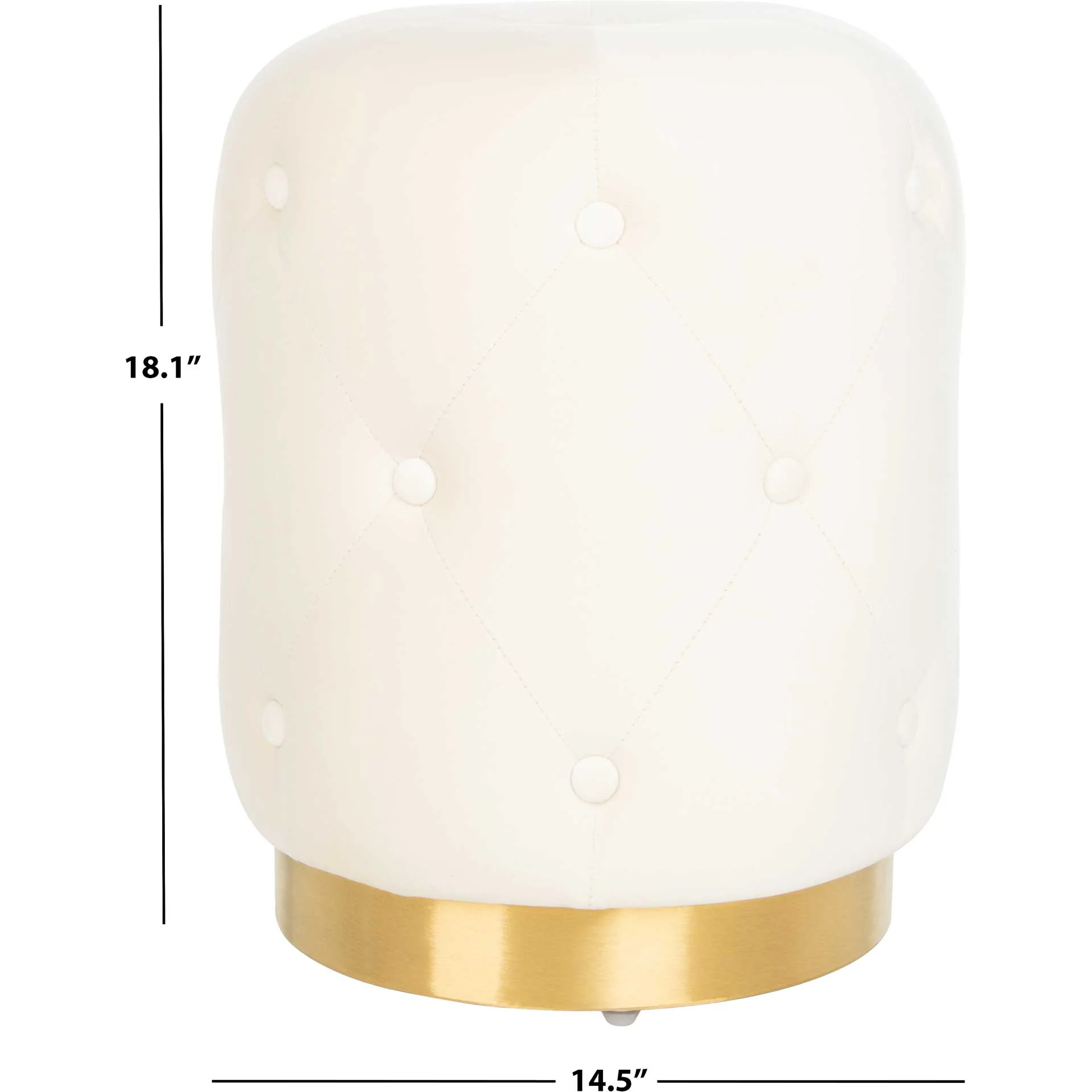 Carine Round Tufted Ottoman Cream - Image 5