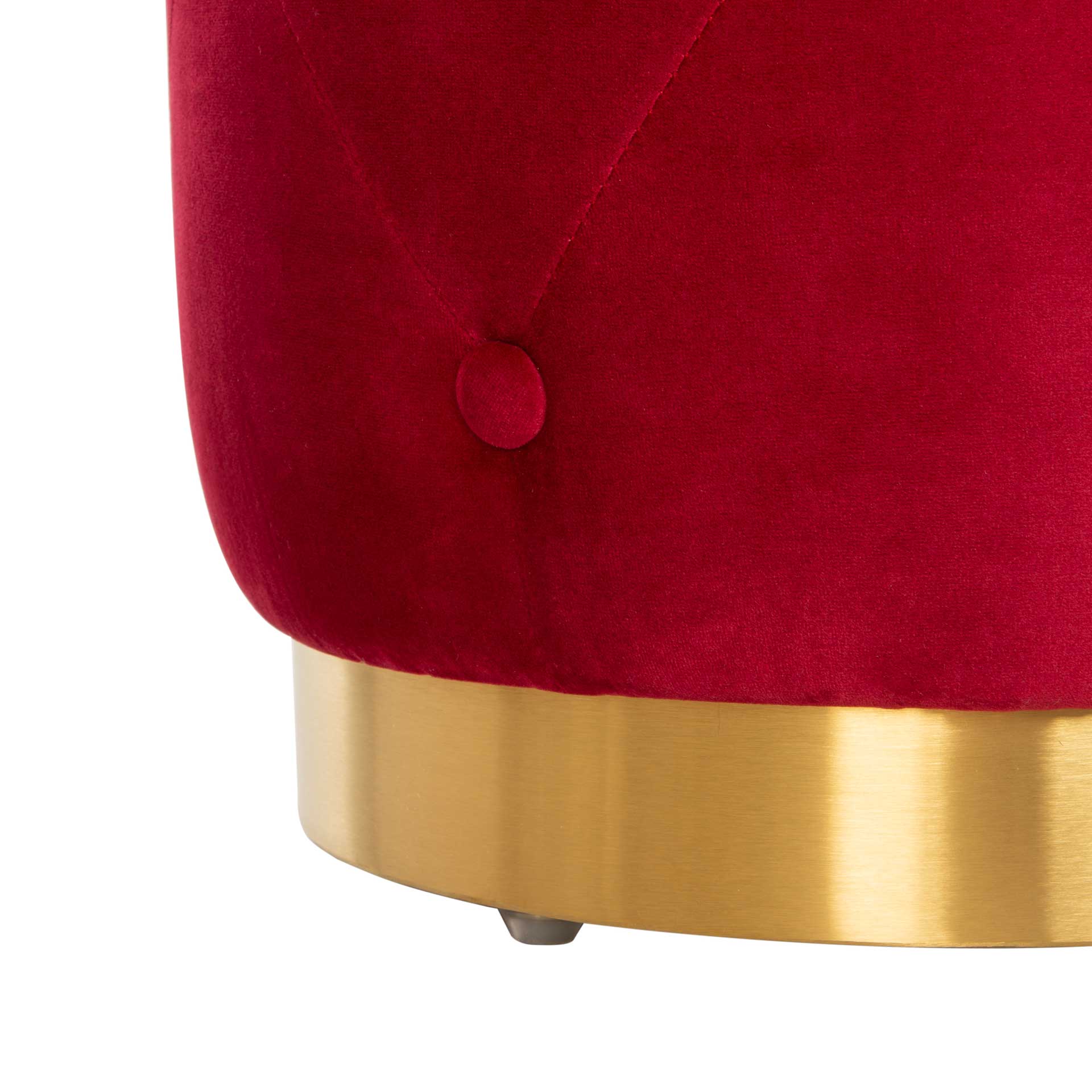 Carine Round Tufted Ottoman Ruby - Image 4