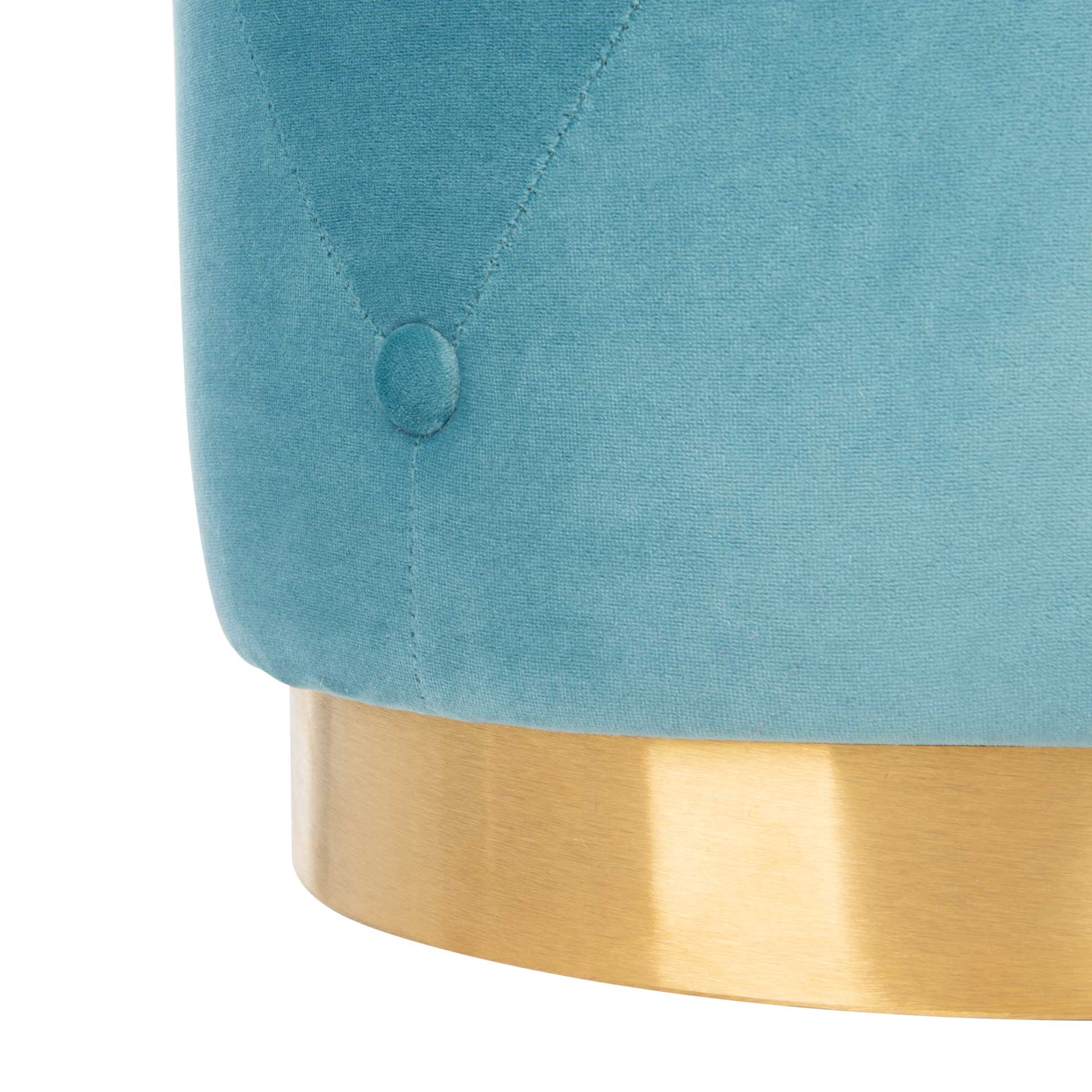 Carine Round Tufted Ottoman Seafoam - Image 4