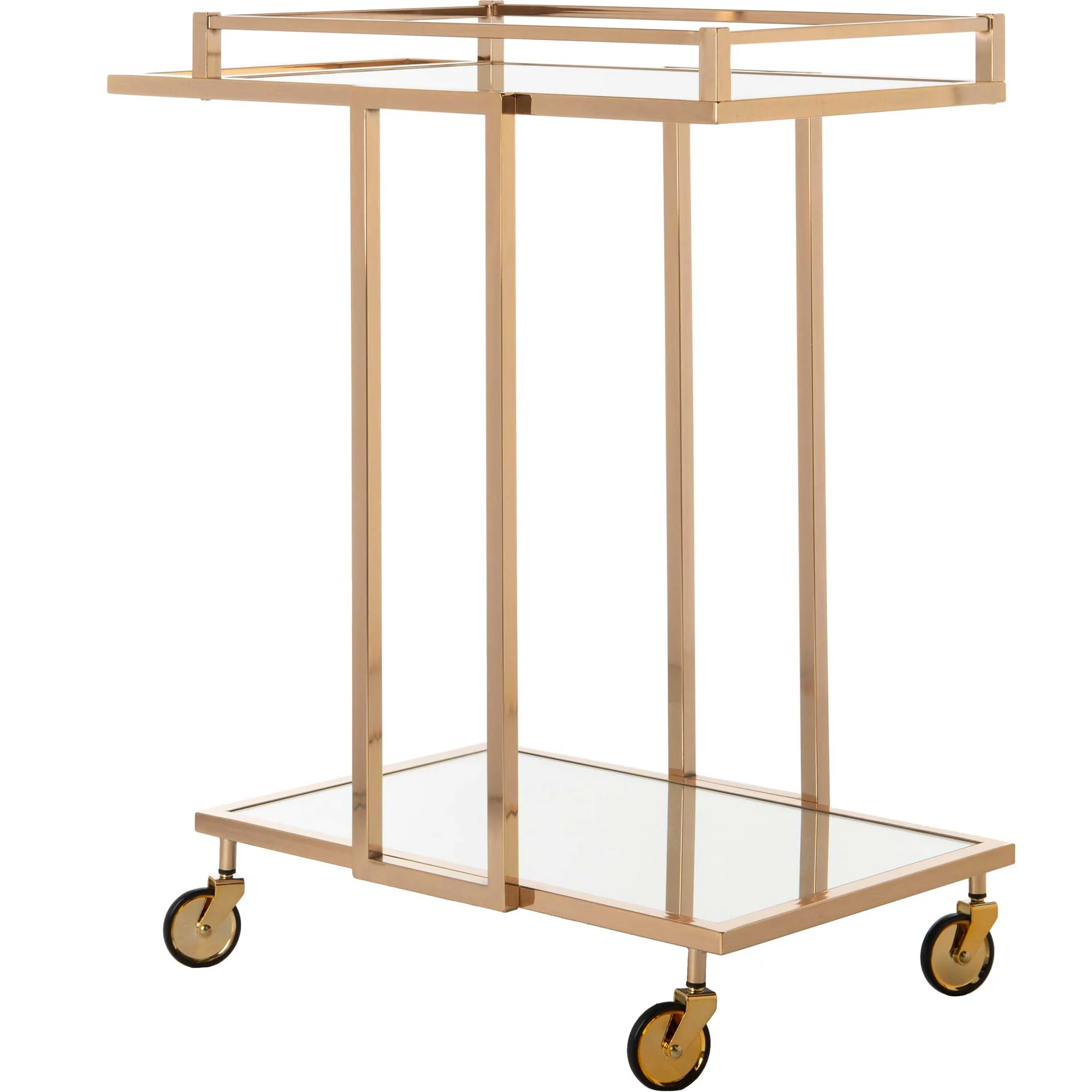 Carla 2 Tier Rectangle Bar Cart Gold/Mirror - Image 3