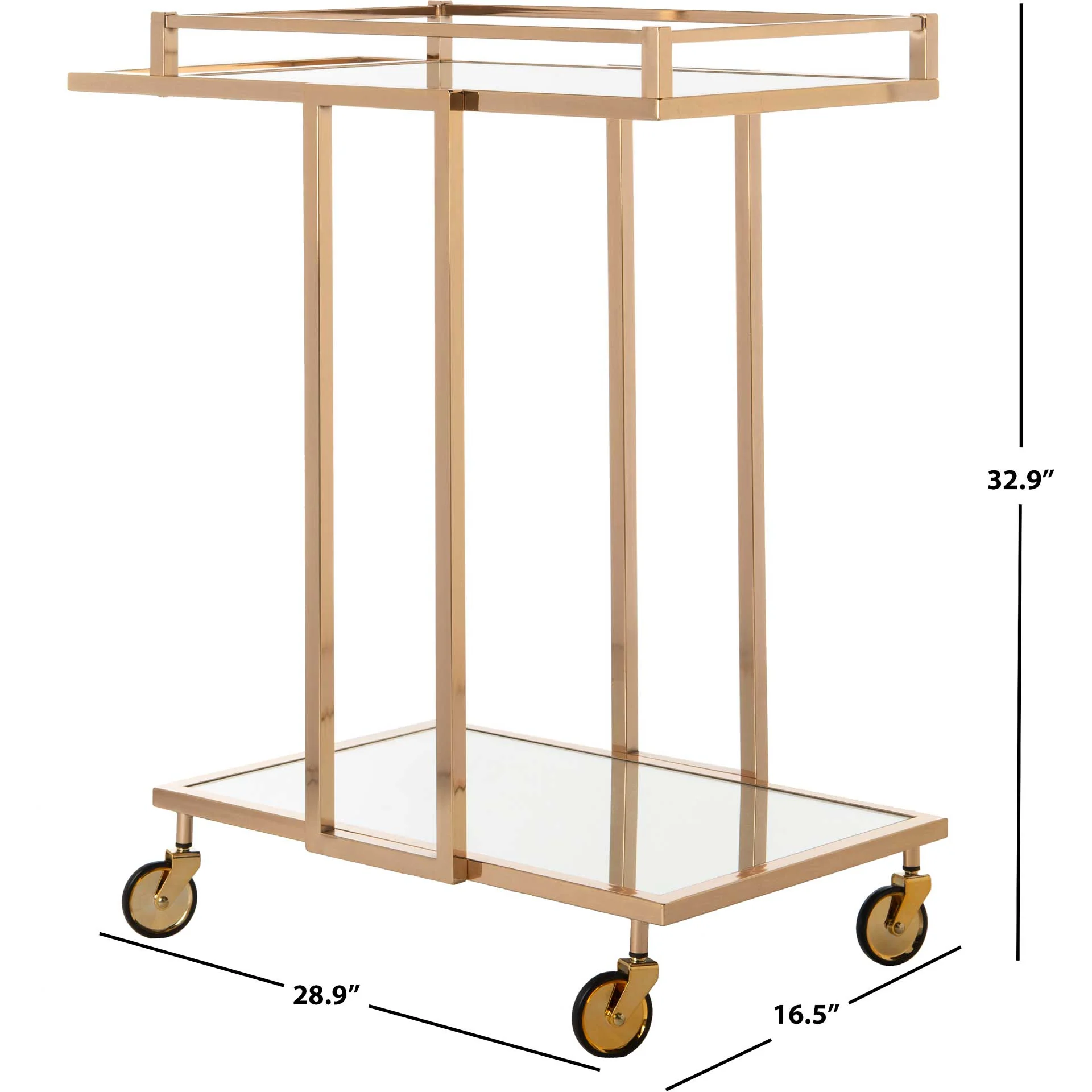 Carla 2 Tier Rectangle Bar Cart Gold/Mirror - Image 7