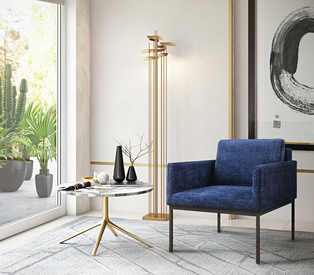 Carlson Velvet Chair Navy - Image 5