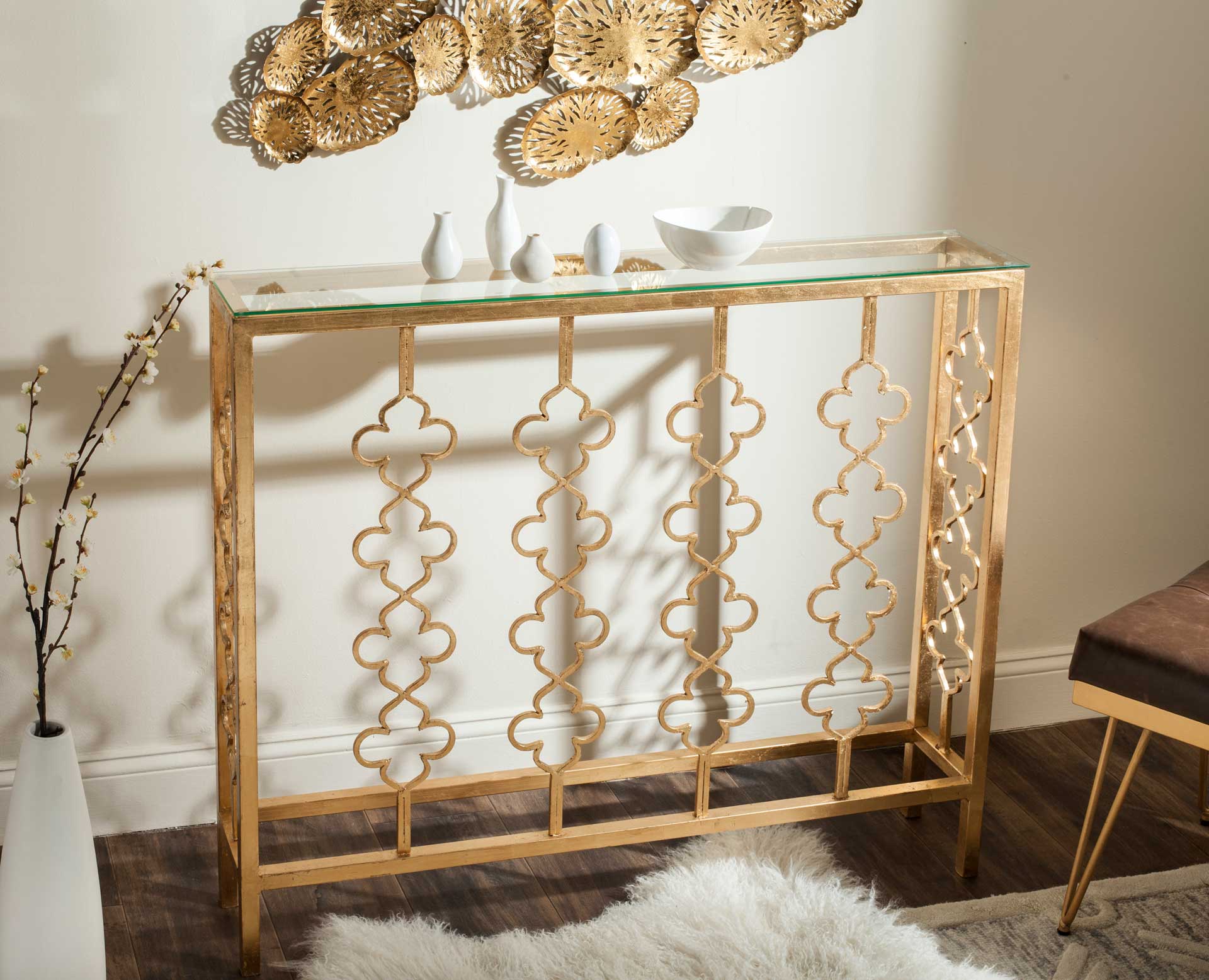 Carmelo Console Table Antique Gold - Image 3