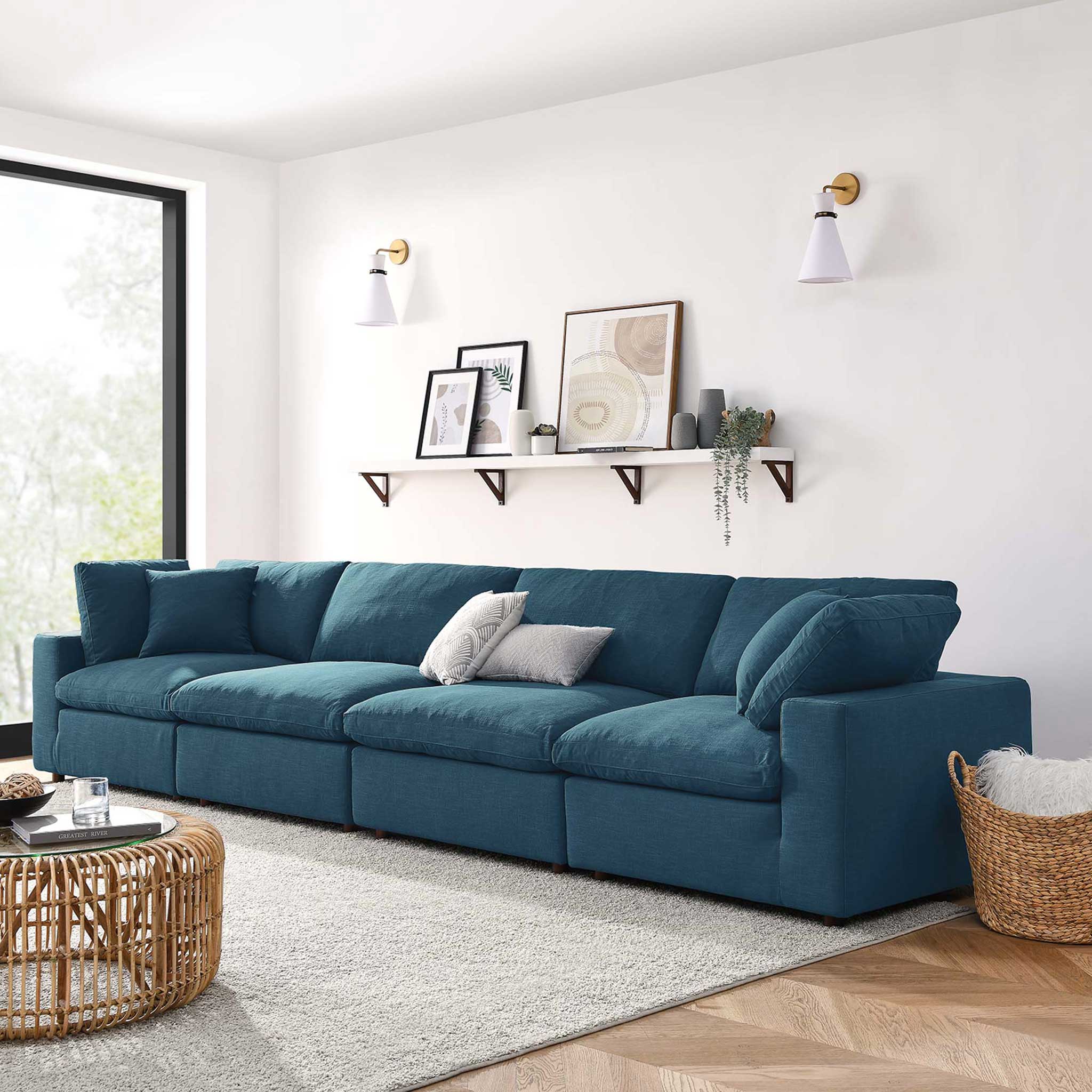 Carmen 4 Piece Modular Sectional Sofa Azure - Image 10