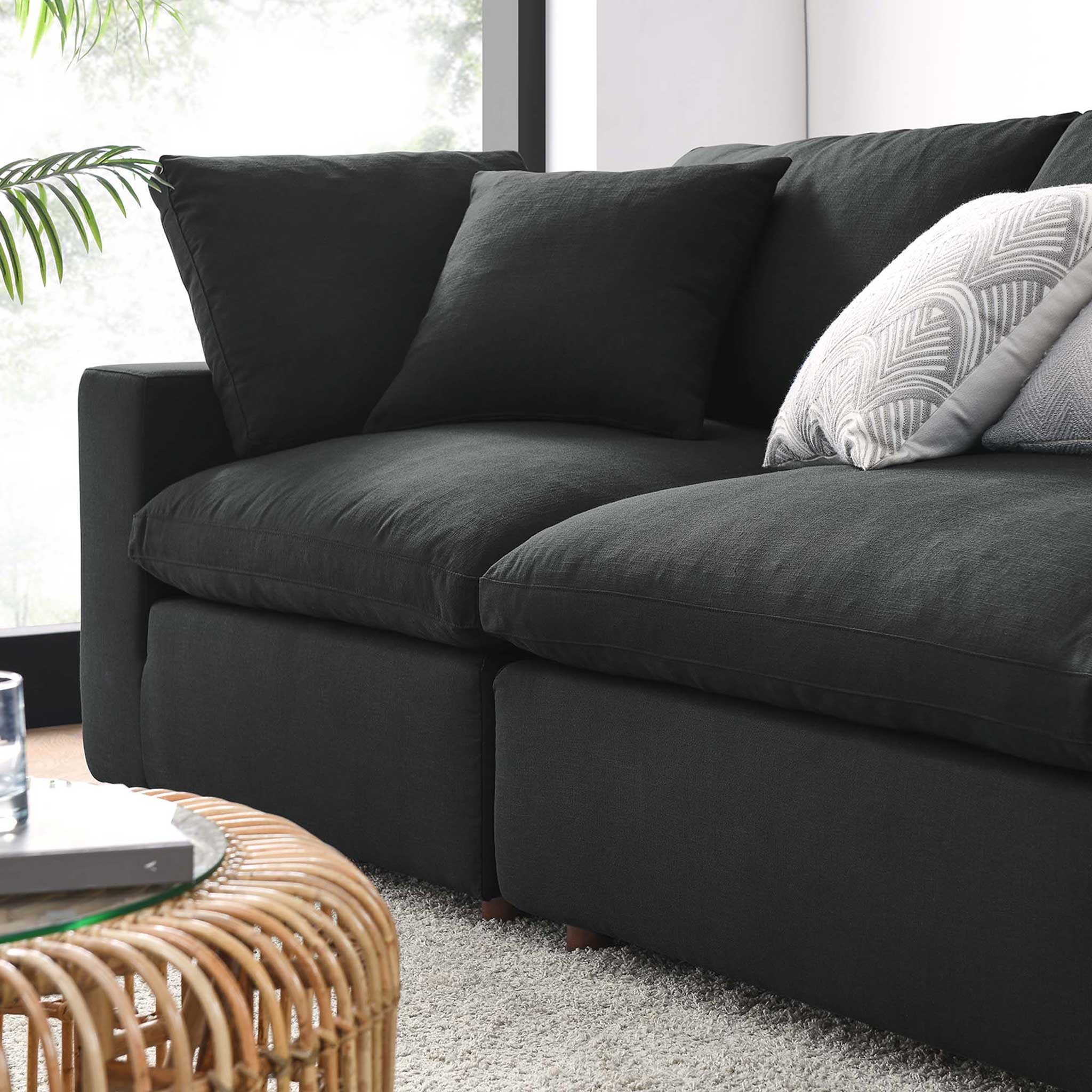 Carmen 4 Piece Modular Sectional Sofa Black - Image 10