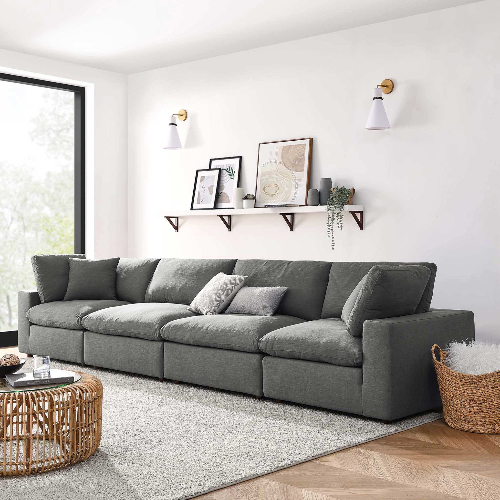 Carmen 4 Piece Modular Sectional Sofa Gray - Image 7
