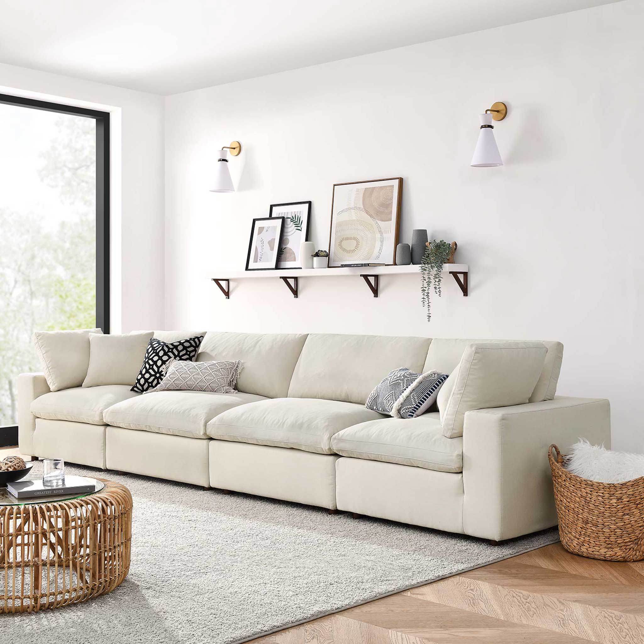 Carmen 4 Piece Modular Sectional Sofa Light Beige - Image 9