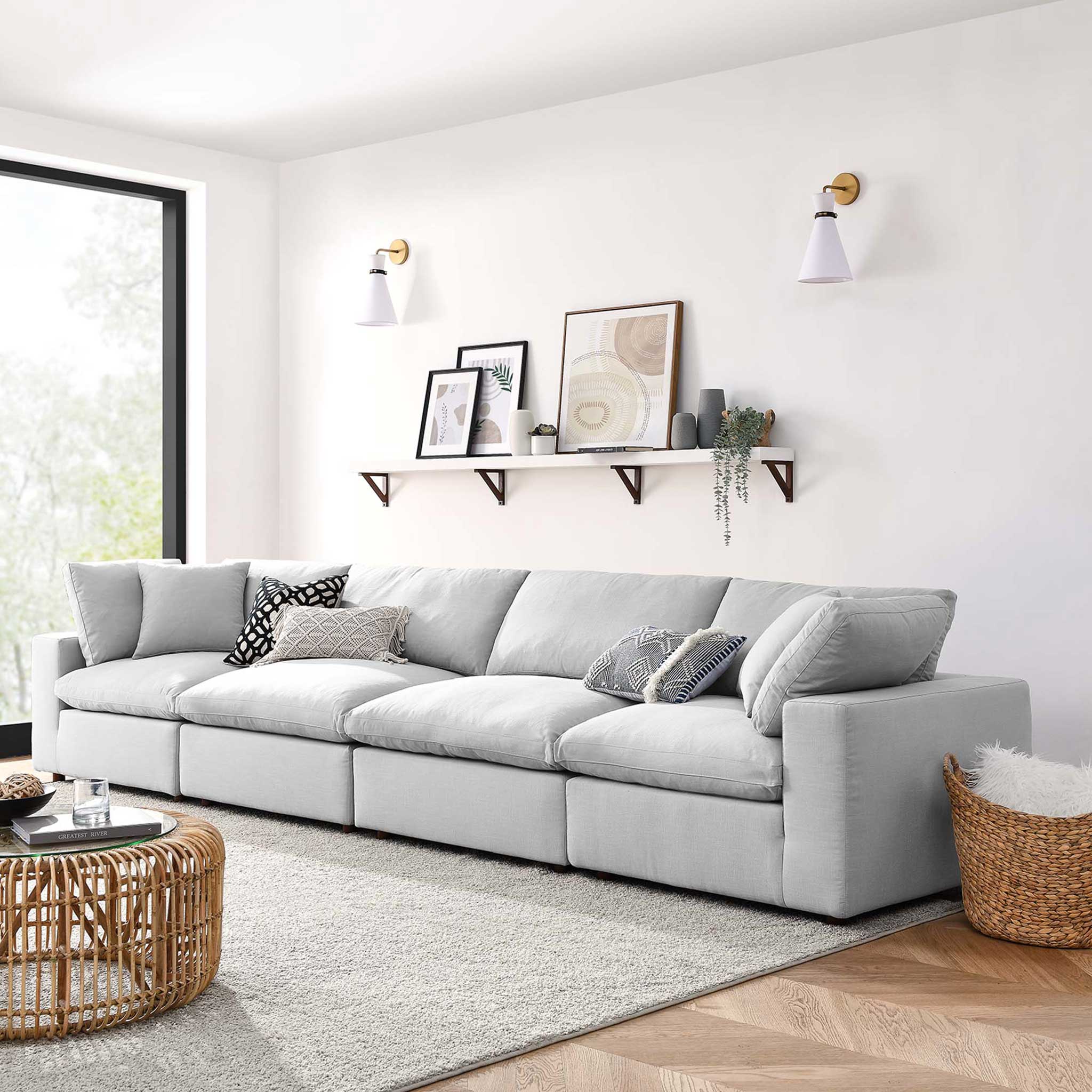 Carmen 4 Piece Modular Sectional Sofa Light Gray - Image 9