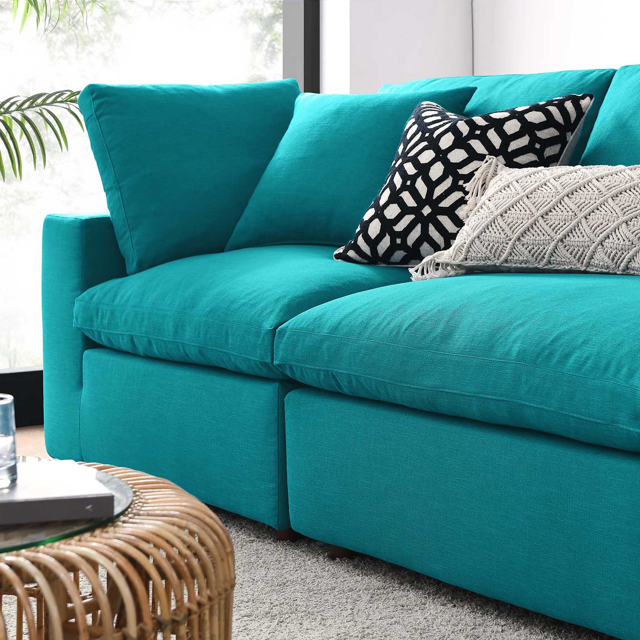 Carmen 4 Piece Modular Sectional Sofa Teal - Image 10