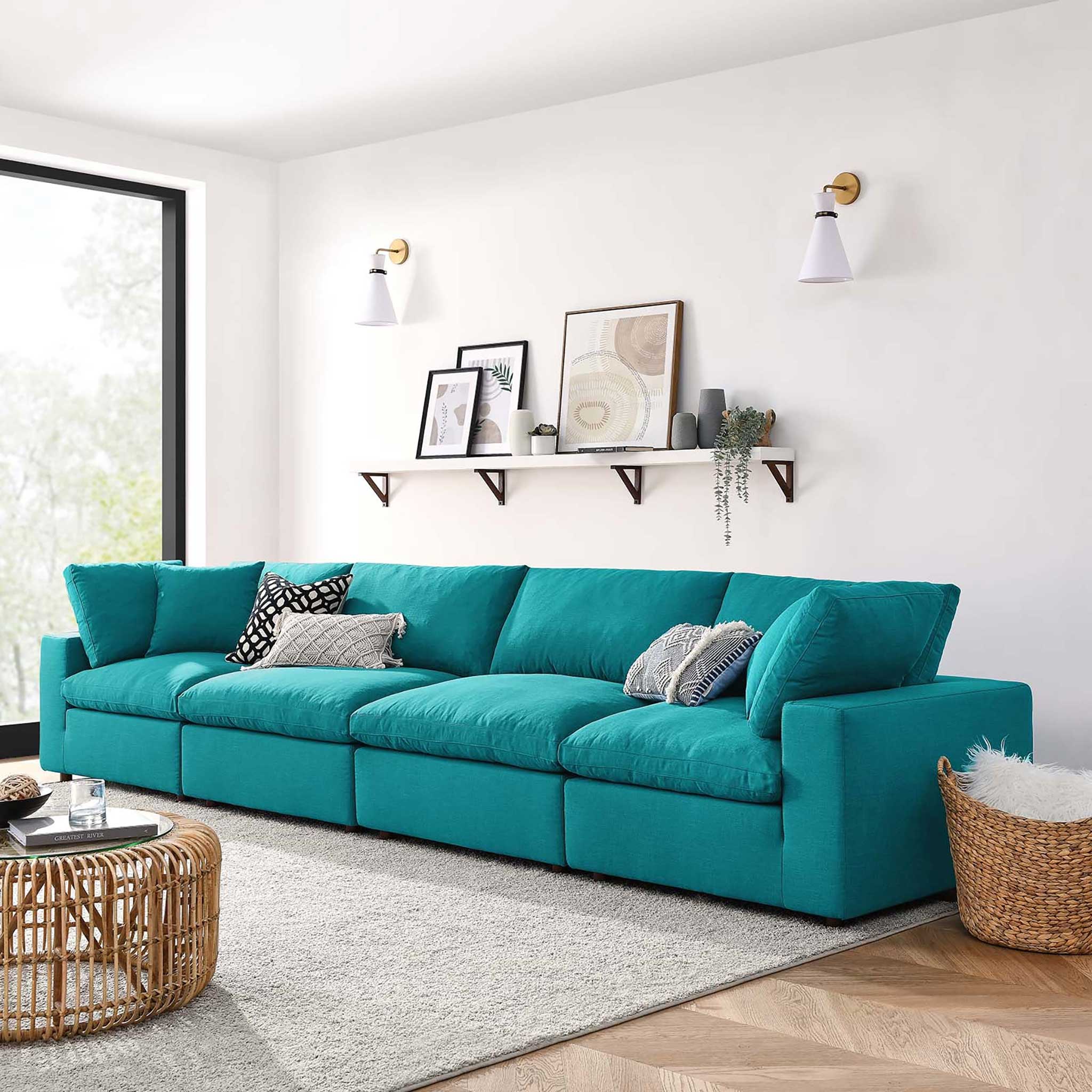 Carmen 4 Piece Modular Sectional Sofa Teal - Image 9