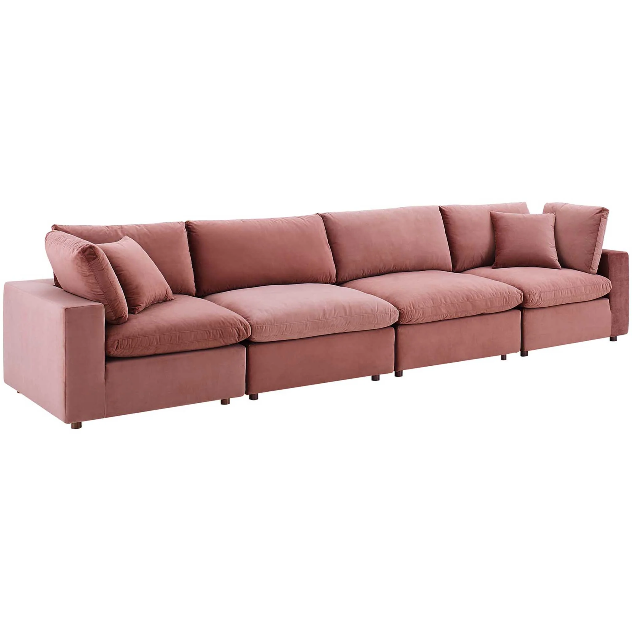 Carmen 4 Piece Modular Sectional Velvet Sofa Dusty Rose - Image 2