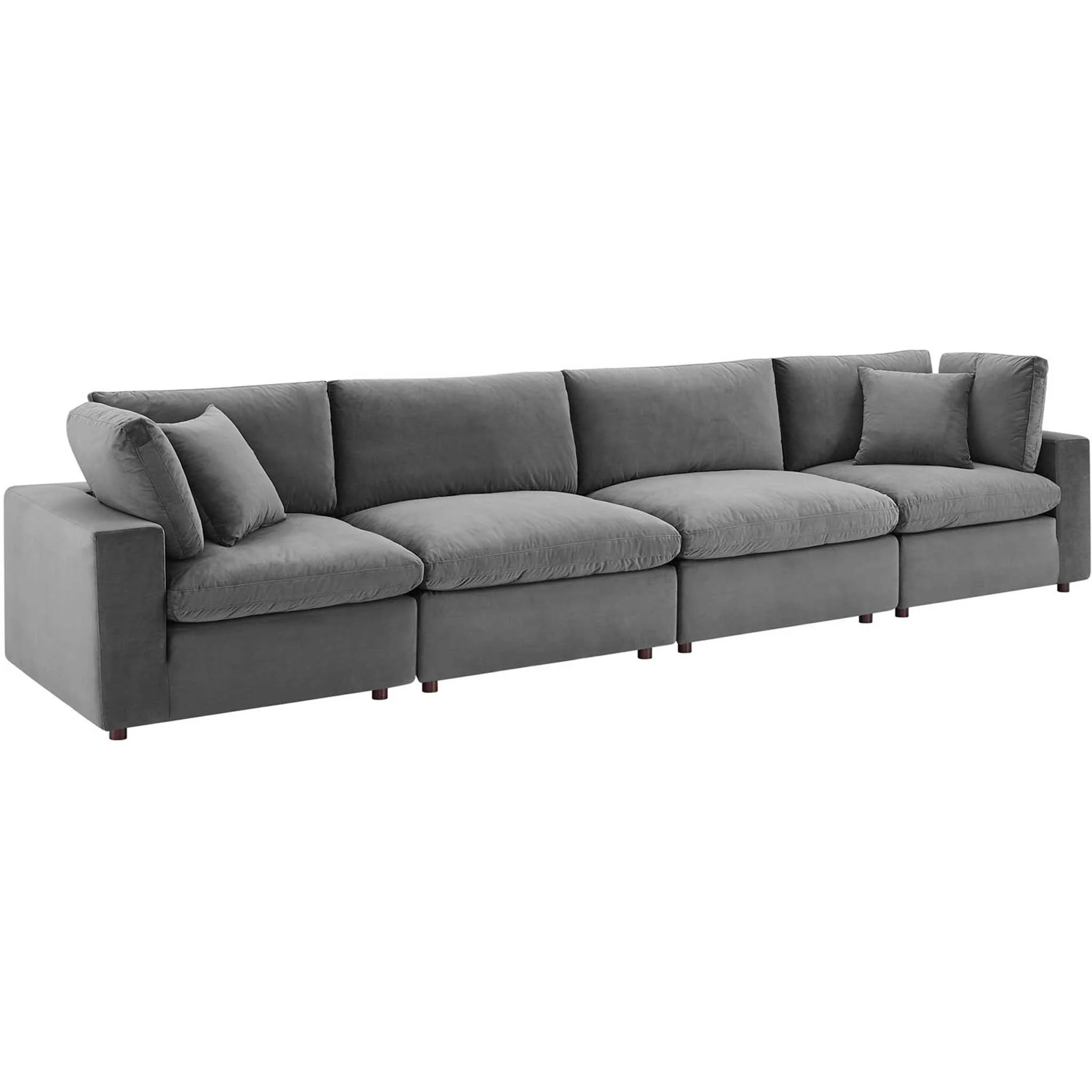 Carmen 4 Piece Modular Sectional Velvet Sofa Gray - Image 2