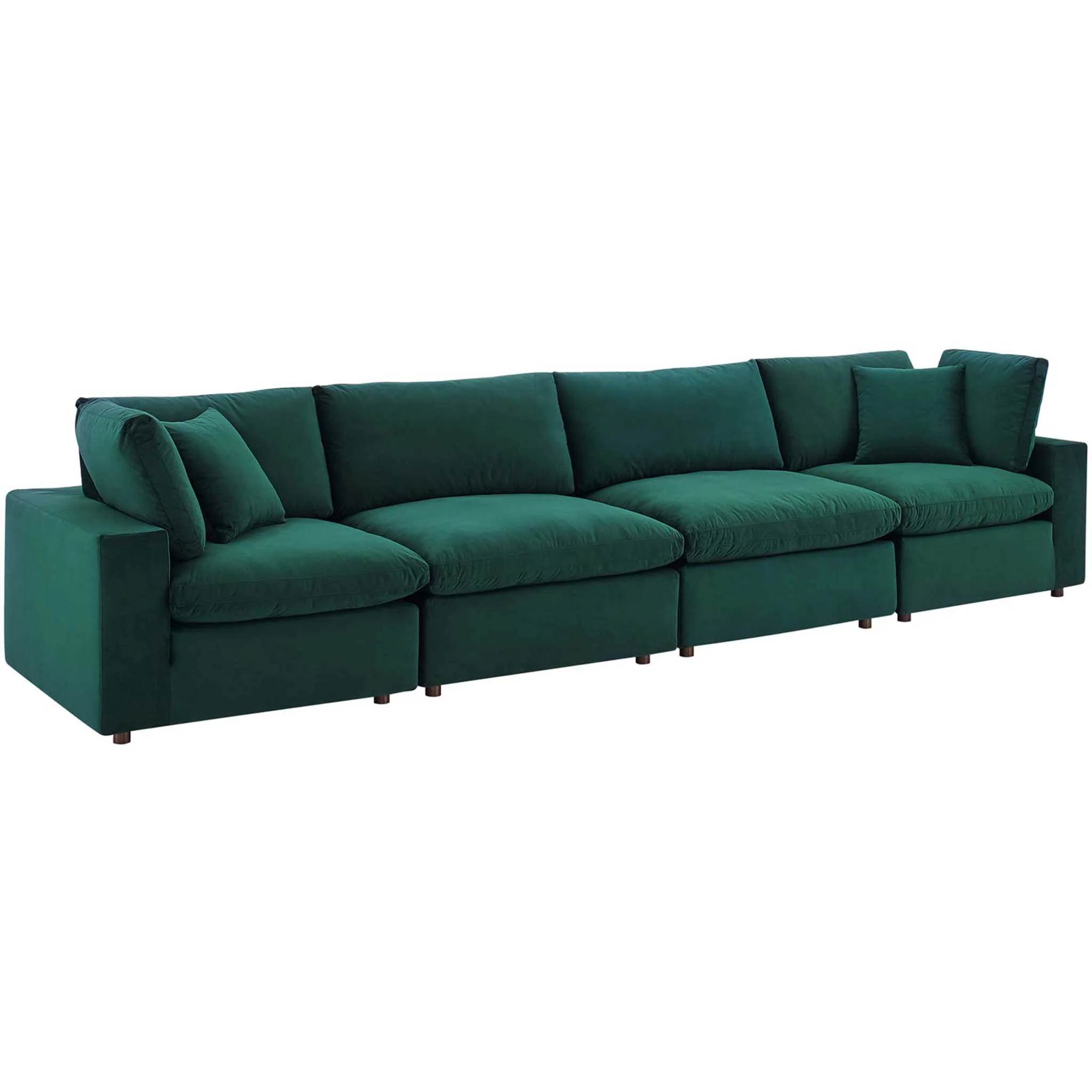 Carmen 4 Piece Modular Sectional Velvet Sofa Green - Image 2