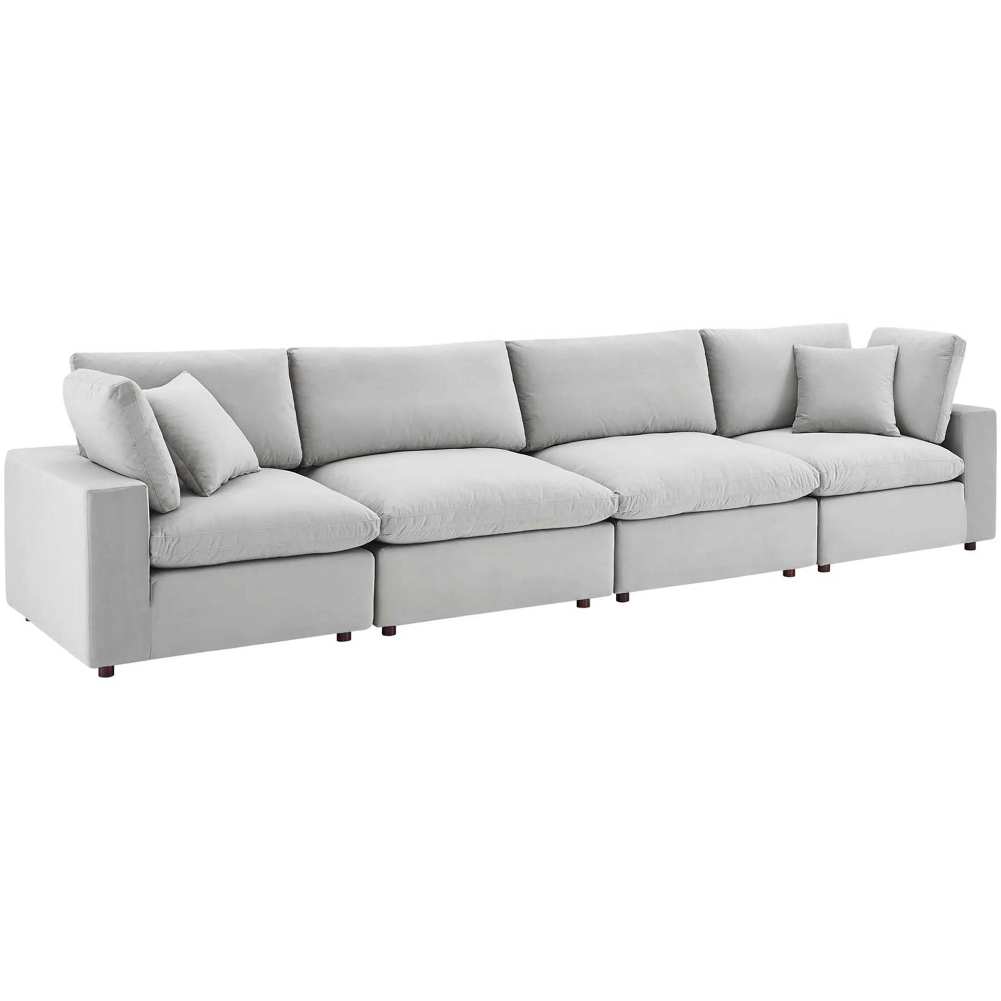 Carmen 4 Piece Modular Sectional Velvet Sofa Light Gray - Image 2