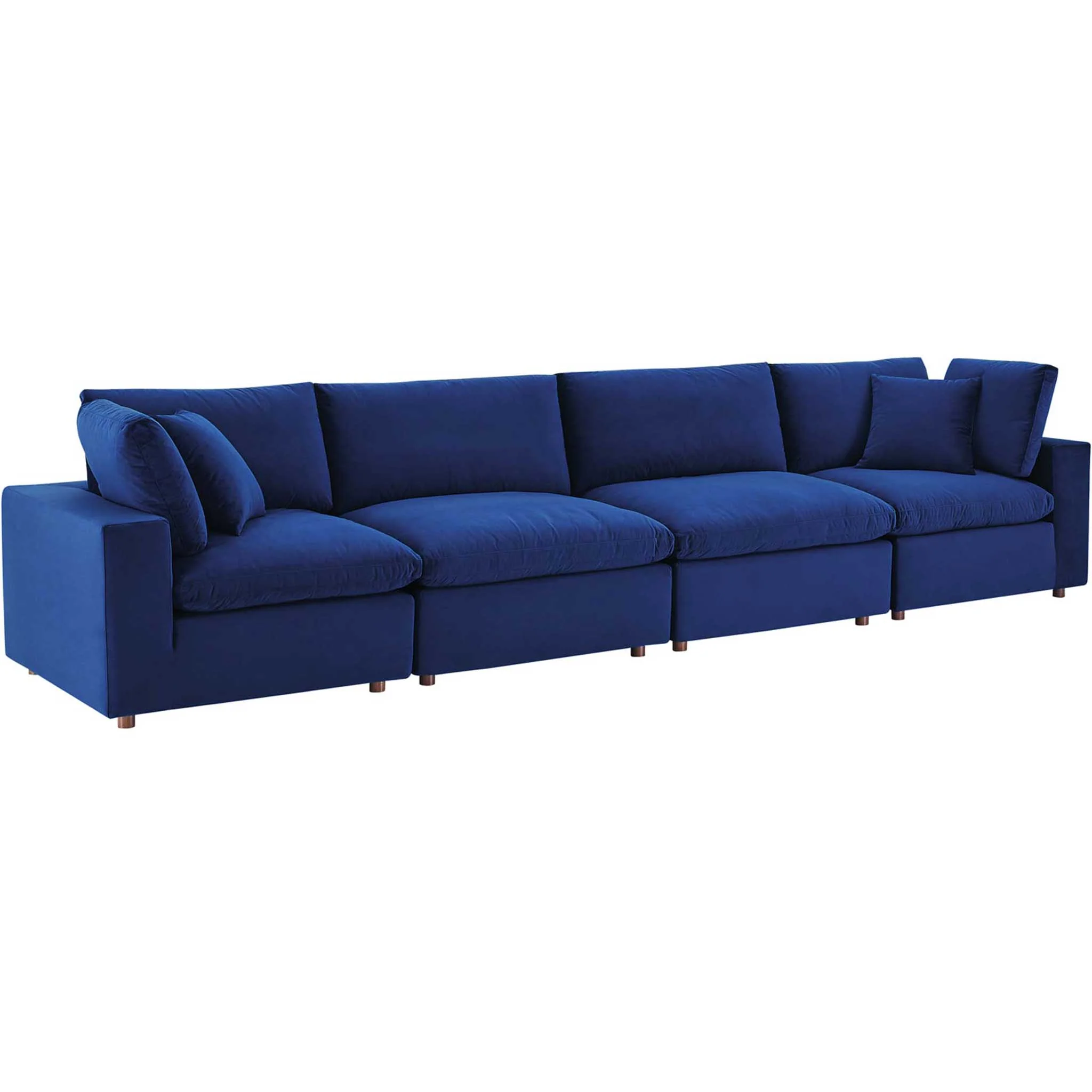 Carmen 4 Piece Modular Sectional Velvet Sofa Navy - Image 2