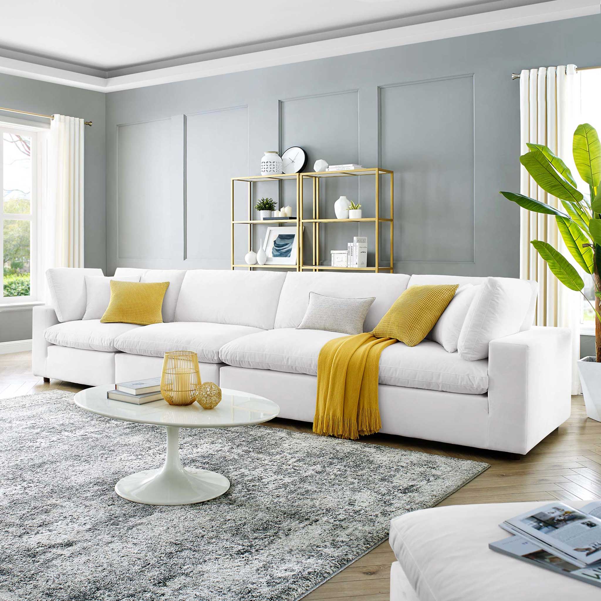 Carmen 4 Piece Modular Sectional Velvet Sofa White - Image 8