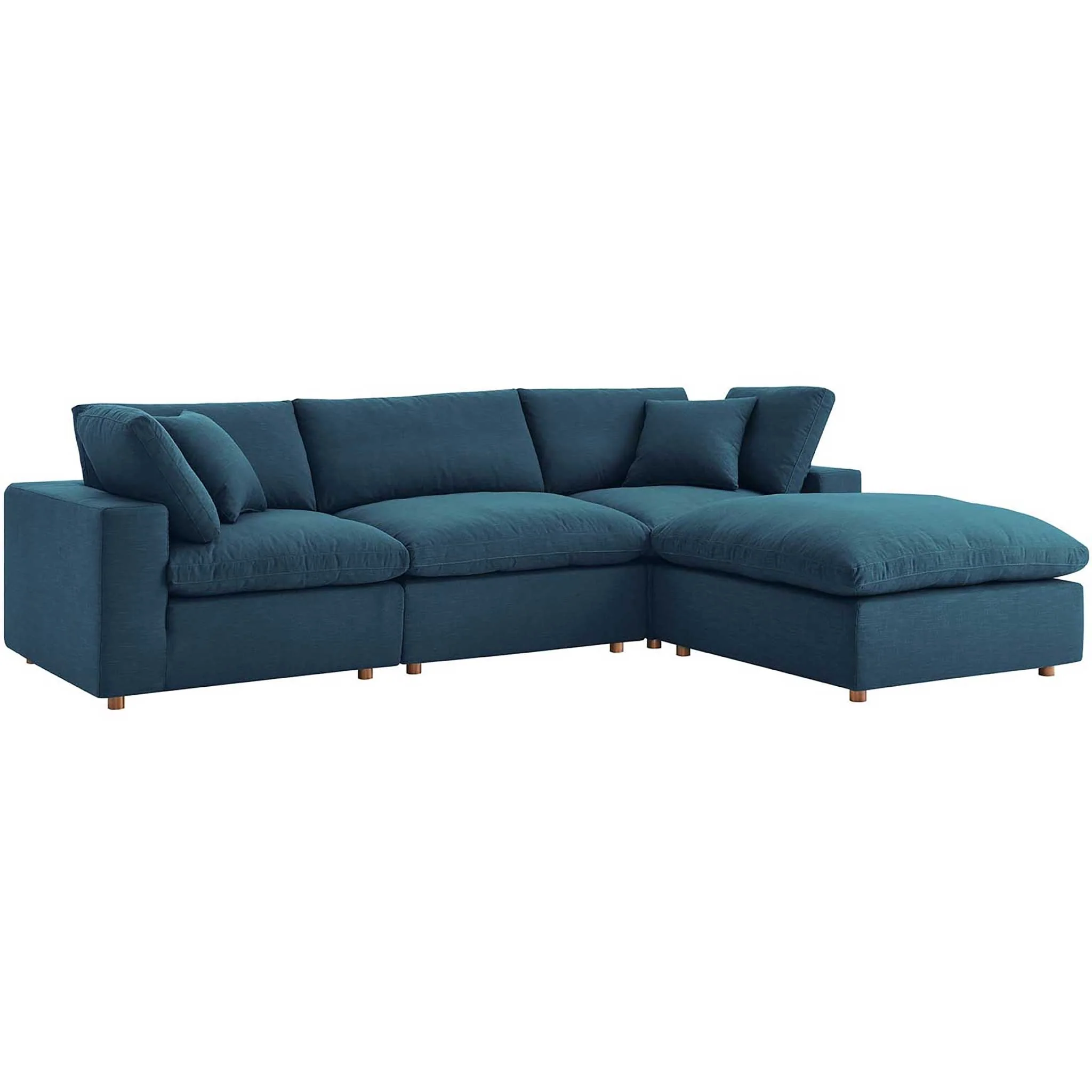 Carmen 4 Piece Modular Sofa with Ottoman Azure - Image 2
