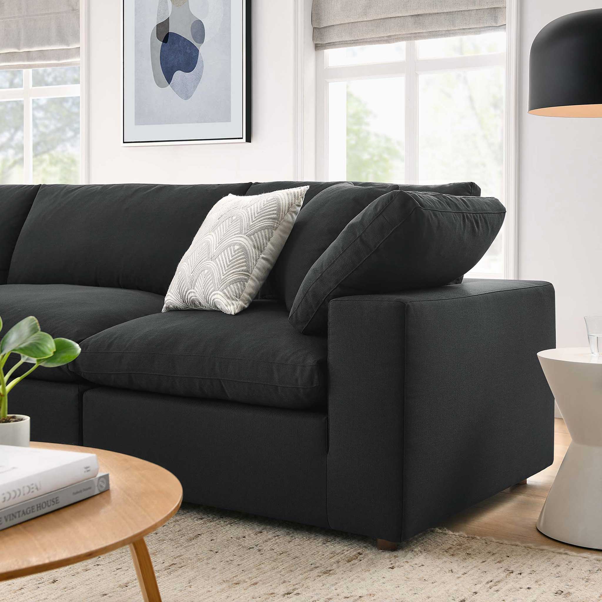 Carmen 4 Piece Modular Sofa with Ottoman Black - Image 11