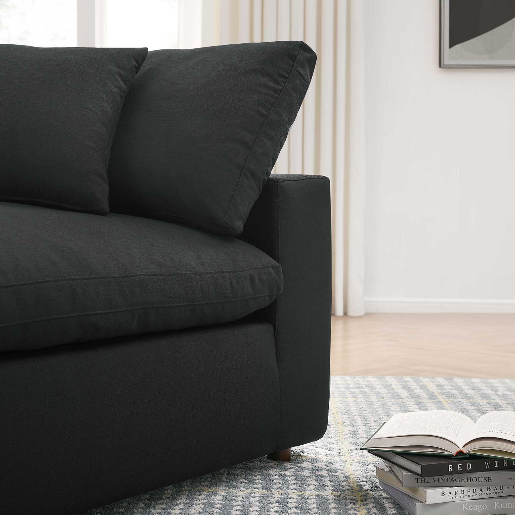Carmen 4 Piece Modular Sofa with Ottoman Black - Image 12