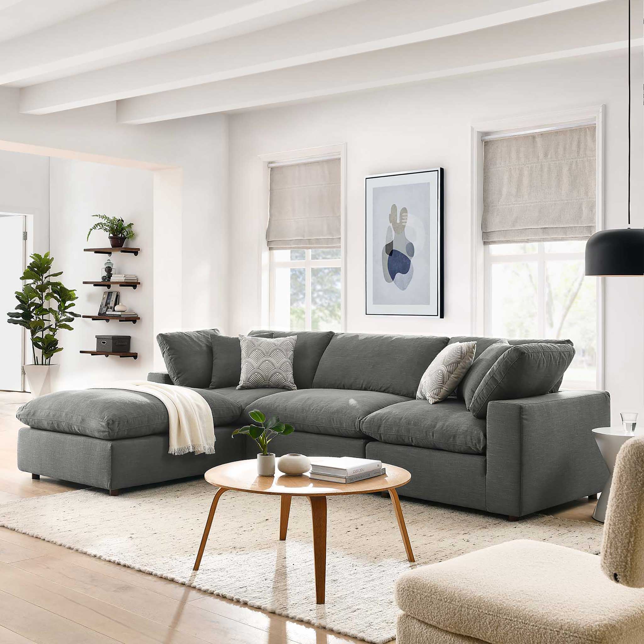 Carmen 4 Piece Modular Sofa with Ottoman Gray - Image 10