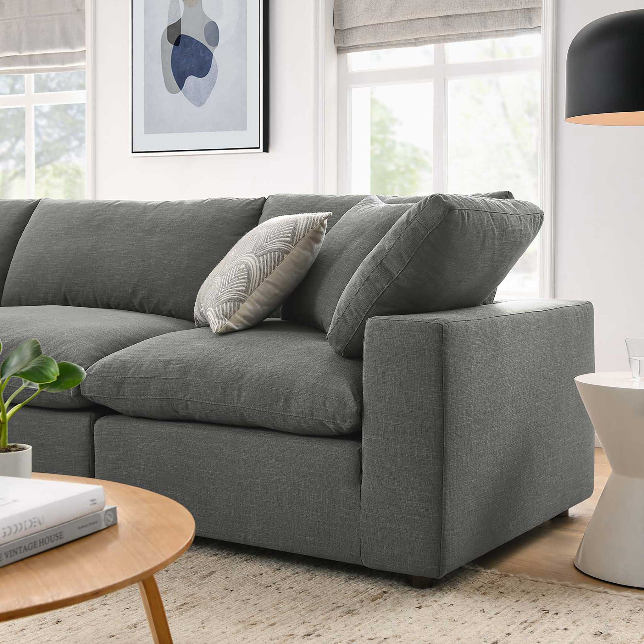 Carmen 4 Piece Modular Sofa with Ottoman Gray - Image 11
