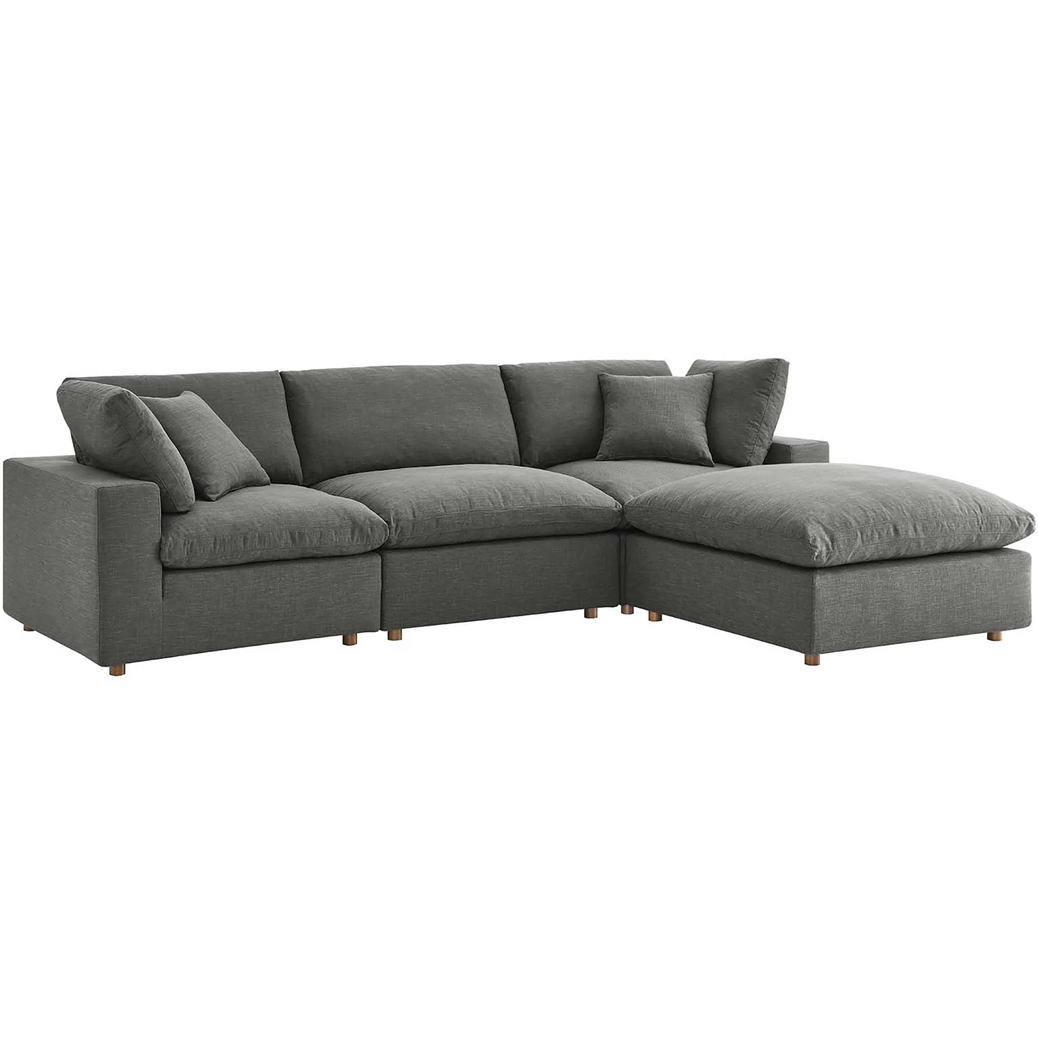Carmen 4 Piece Modular Sofa with Ottoman Gray - Image 2