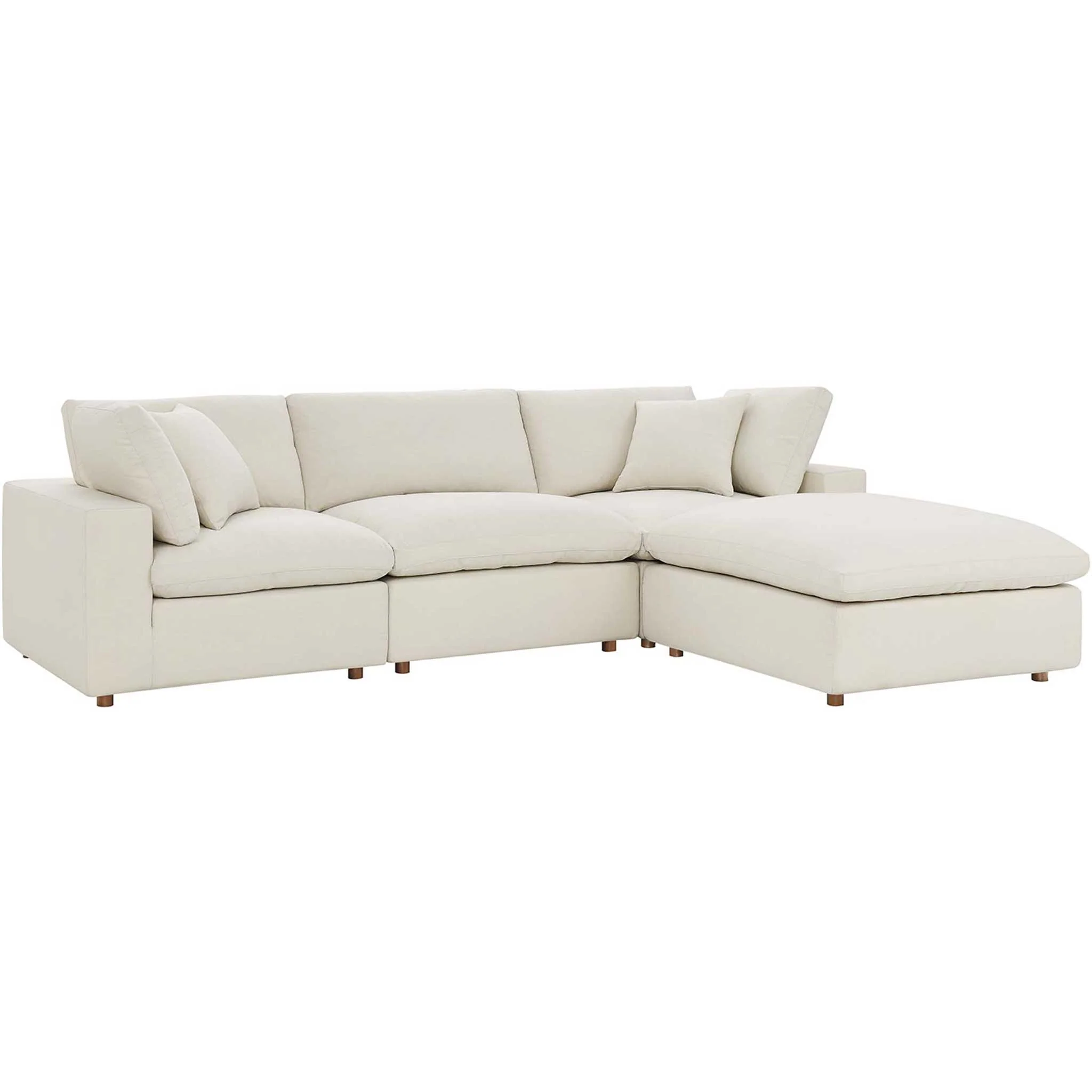 Carmen 4 Piece Modular Sofa with Ottoman Light Beige - Image 2