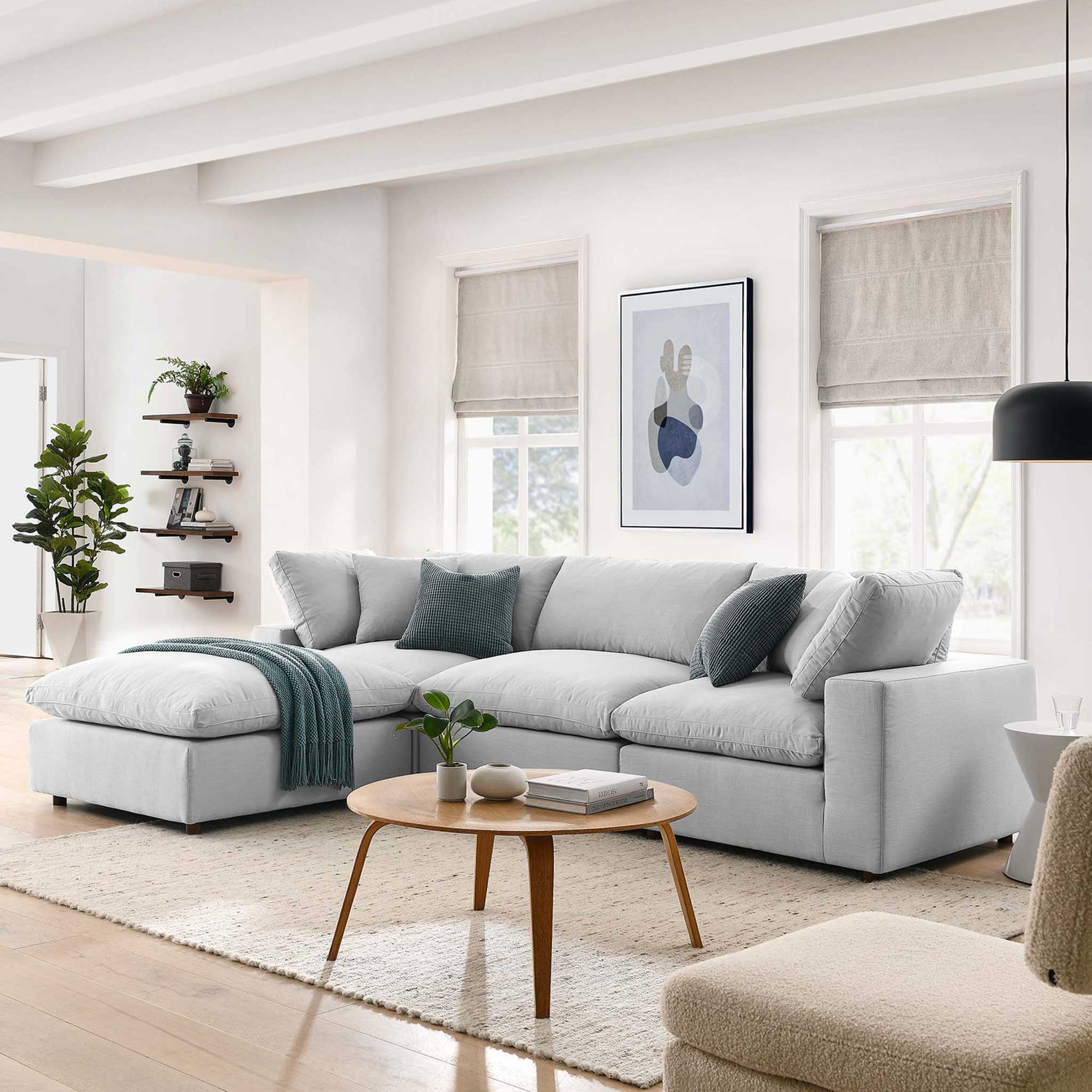 Carmen 4 Piece Modular Sofa with Ottoman Light Gray - Image 10