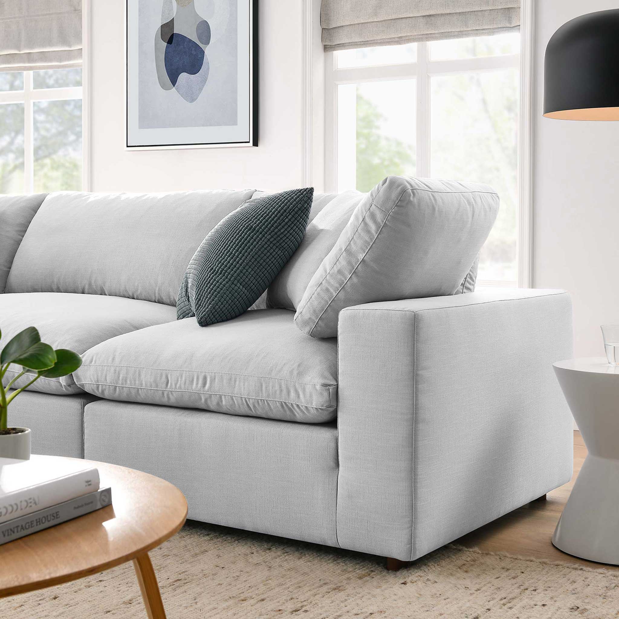 Carmen 4 Piece Modular Sofa with Ottoman Light Gray - Image 11