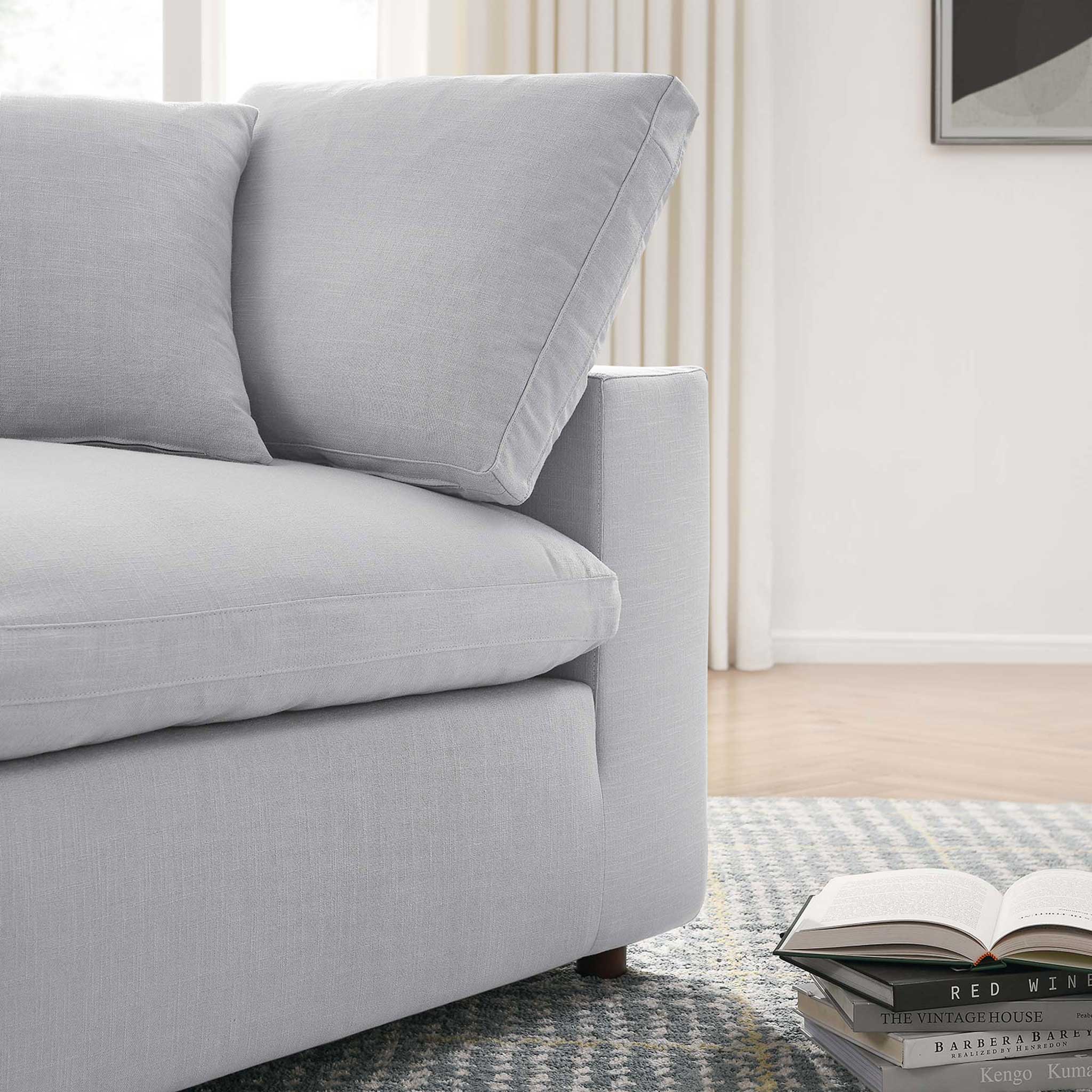 Carmen 4 Piece Modular Sofa with Ottoman Light Gray - Image 12