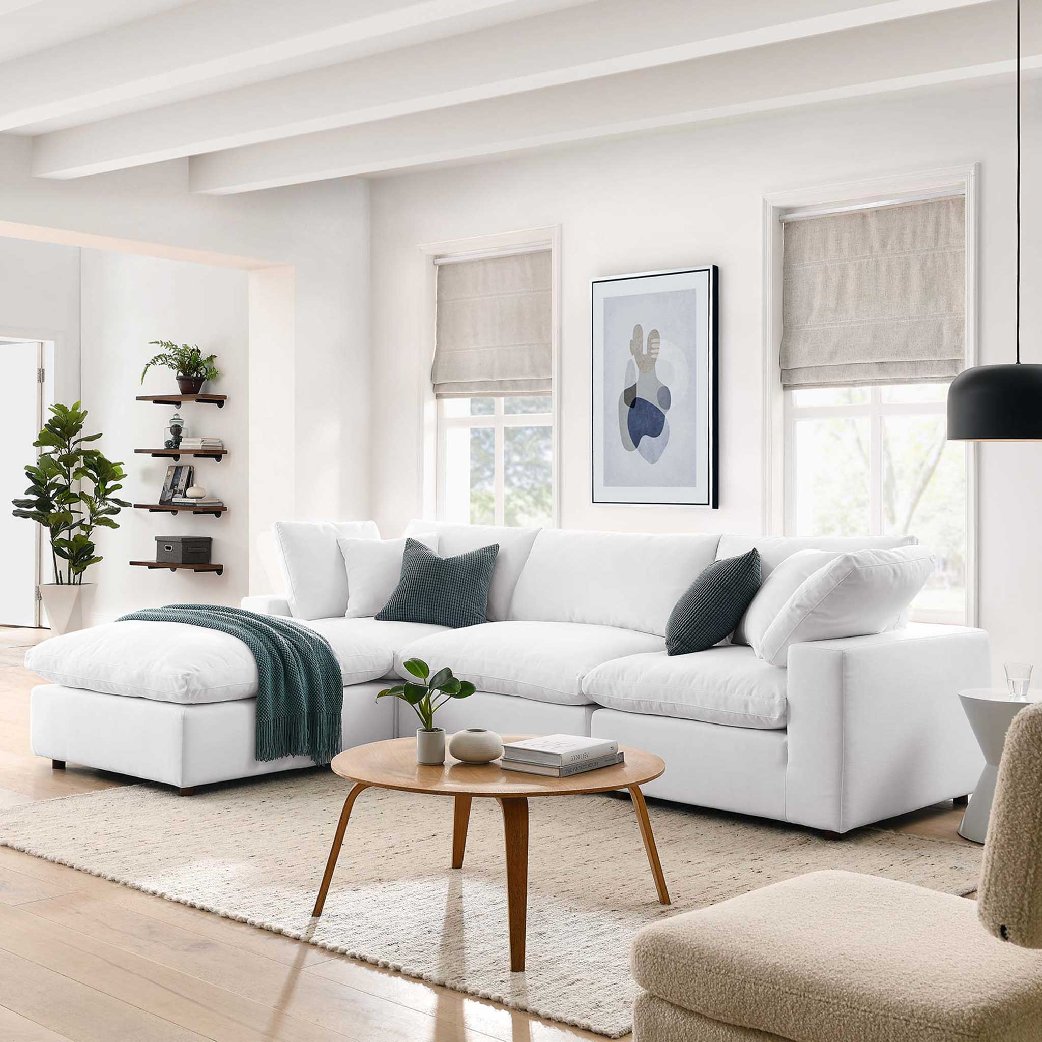 Carmen 4 Piece Modular Sofa with Ottoman Pure White - Image 10