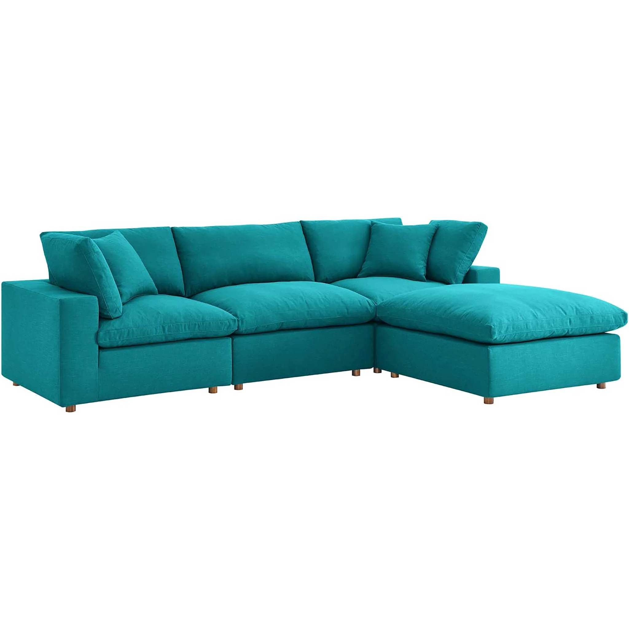 Carmen 4 Piece Modular Sofa with Ottoman Teal - Image 2