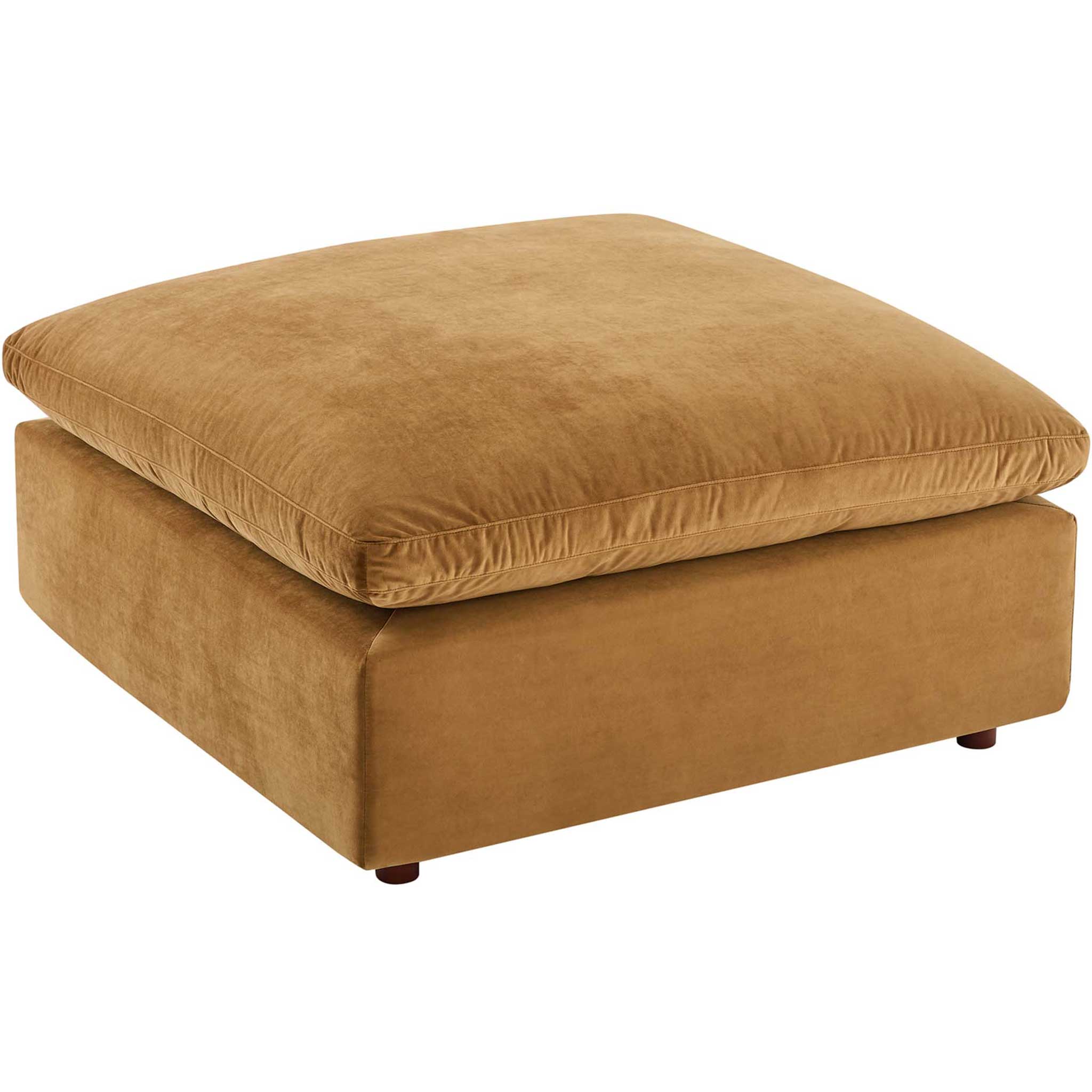 Carmen 4 Piece Modular Velvet Sofa with Ottoman Cognac - Image 7